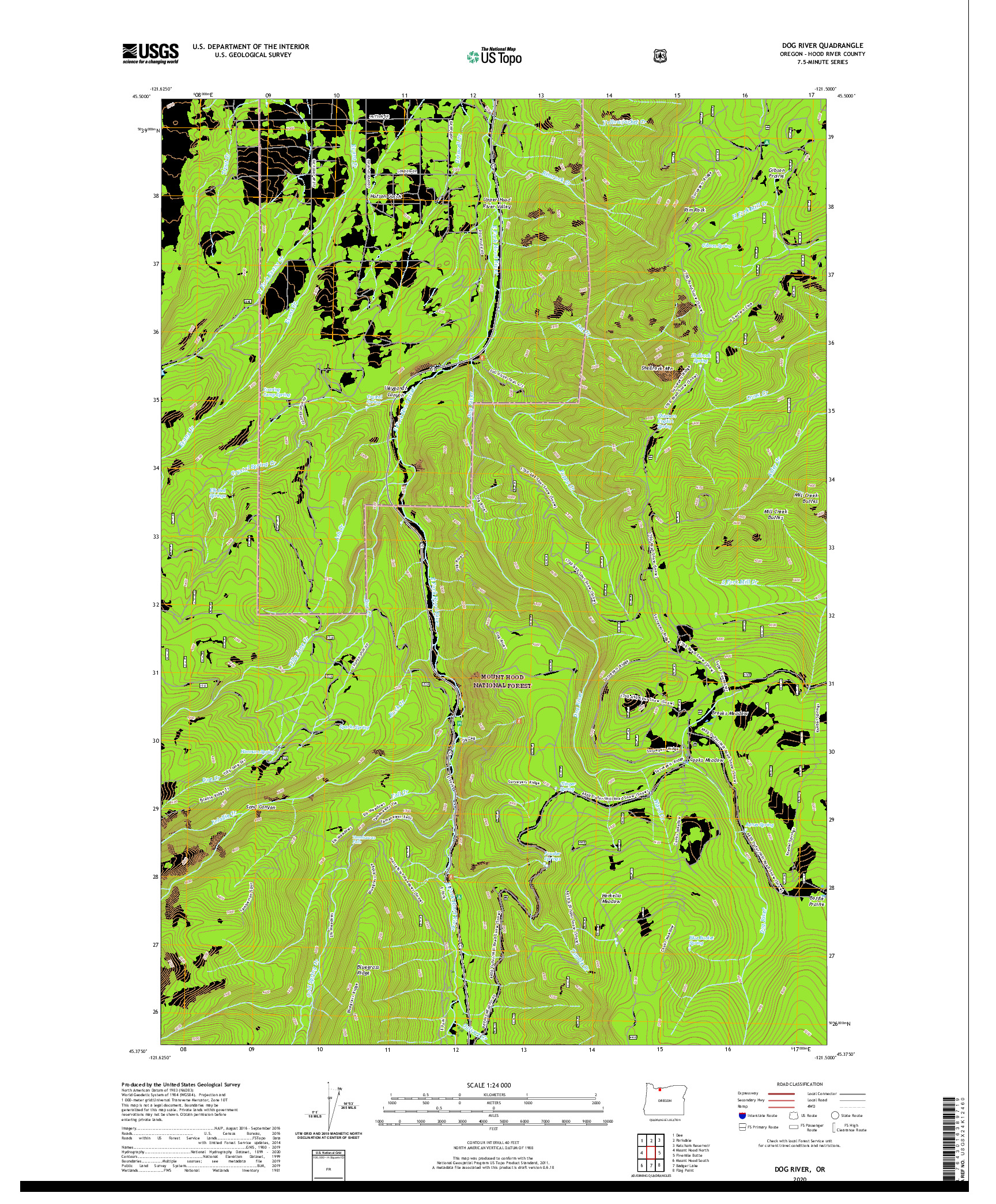 USGS US TOPO 7.5-MINUTE MAP FOR DOG RIVER, OR 2020