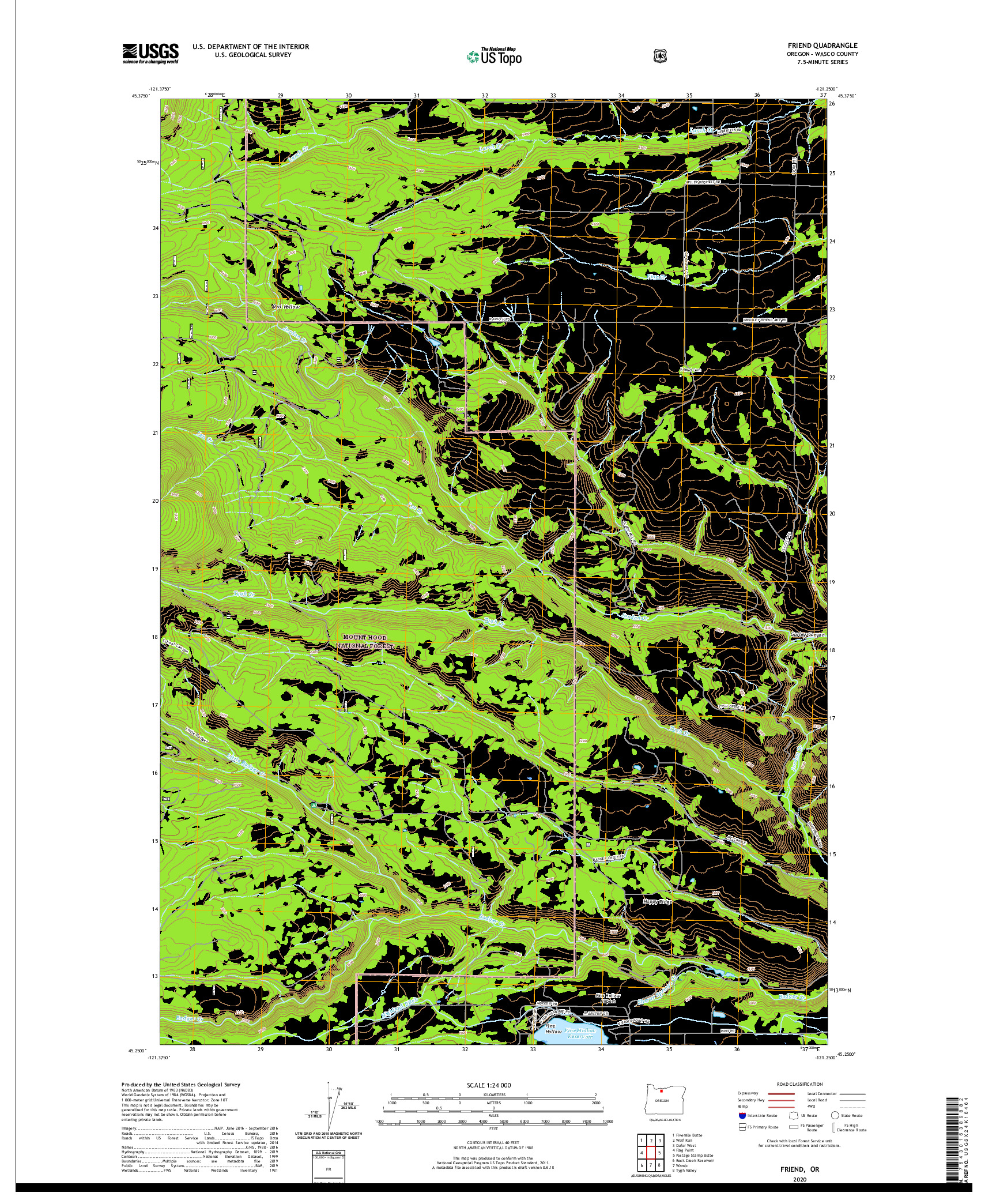 USGS US TOPO 7.5-MINUTE MAP FOR FRIEND, OR 2020