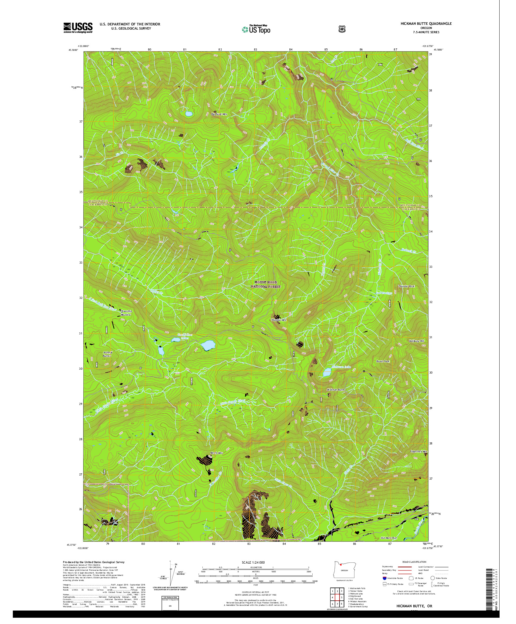 USGS US TOPO 7.5-MINUTE MAP FOR HICKMAN BUTTE, OR 2020