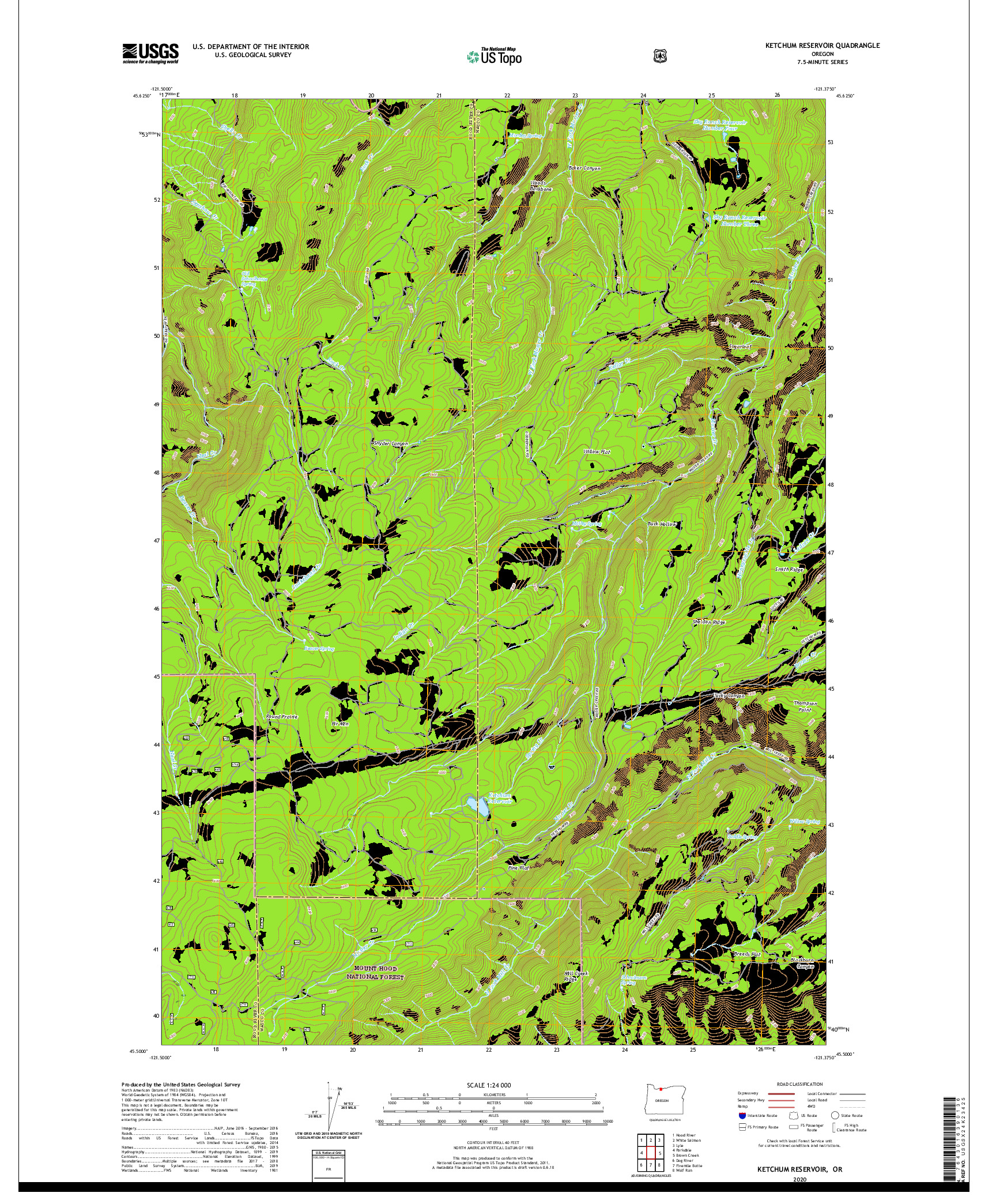 USGS US TOPO 7.5-MINUTE MAP FOR KETCHUM RESERVOIR, OR 2020