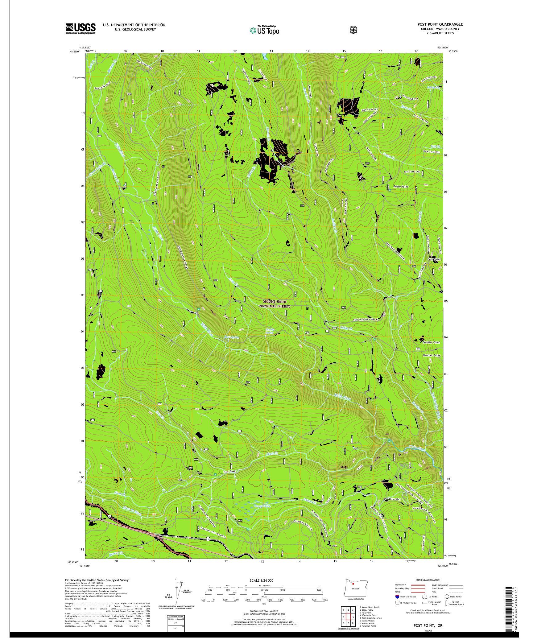 USGS US TOPO 7.5-MINUTE MAP FOR POST POINT, OR 2020