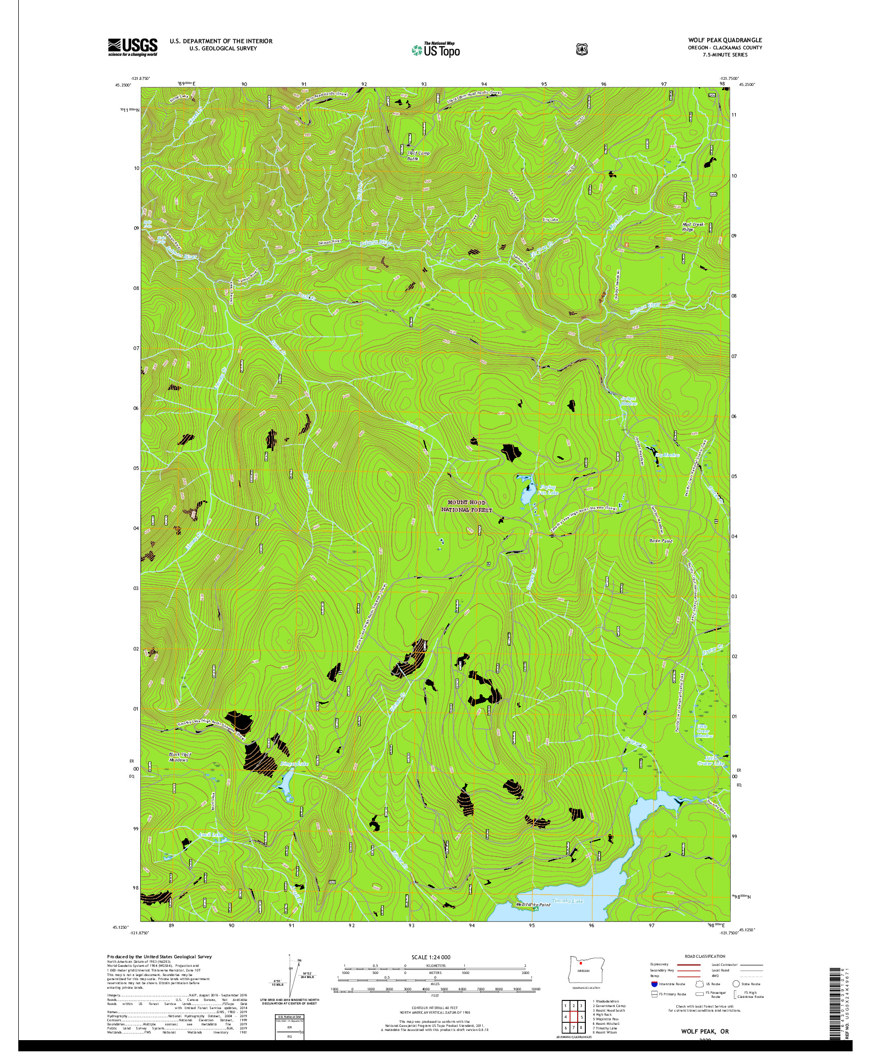 USGS US TOPO 7.5-MINUTE MAP FOR WOLF PEAK, OR 2020