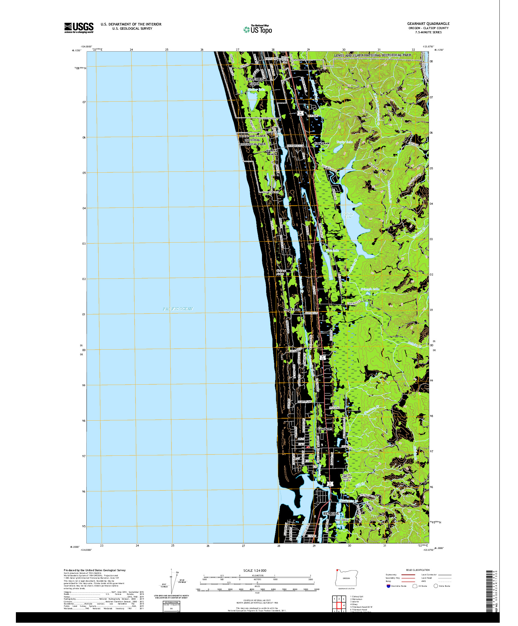 USGS US TOPO 7.5-MINUTE MAP FOR GEARHART, OR 2020