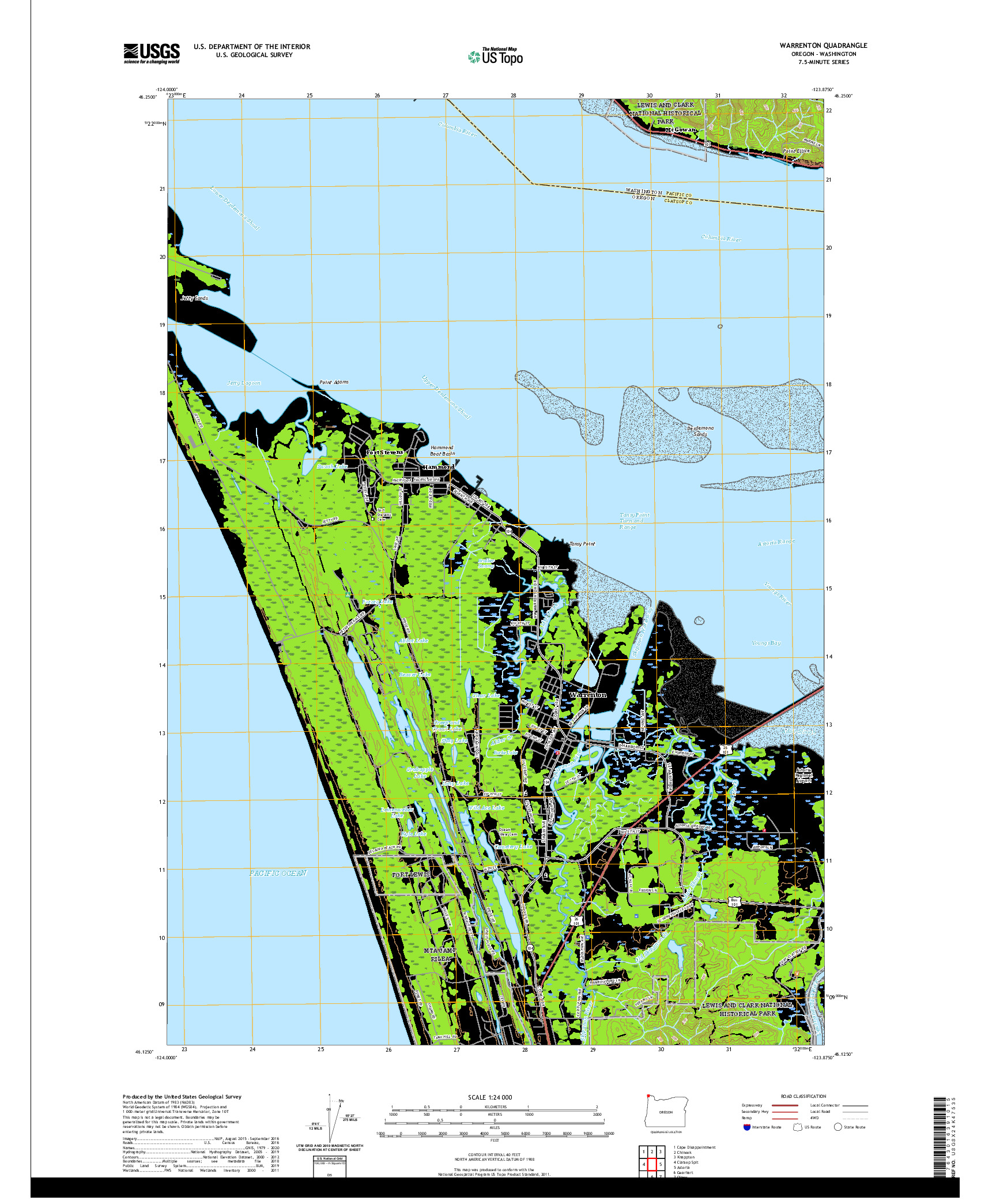 USGS US TOPO 7.5-MINUTE MAP FOR WARRENTON, OR,WA 2020