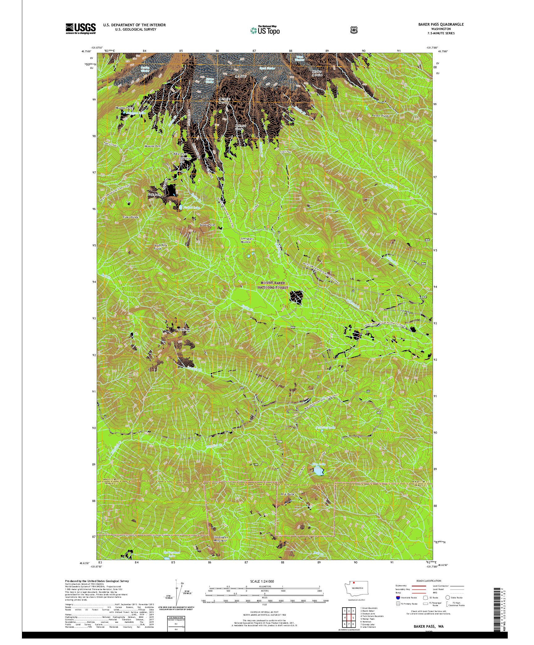 USGS US TOPO 7.5-MINUTE MAP FOR BAKER PASS, WA 2020