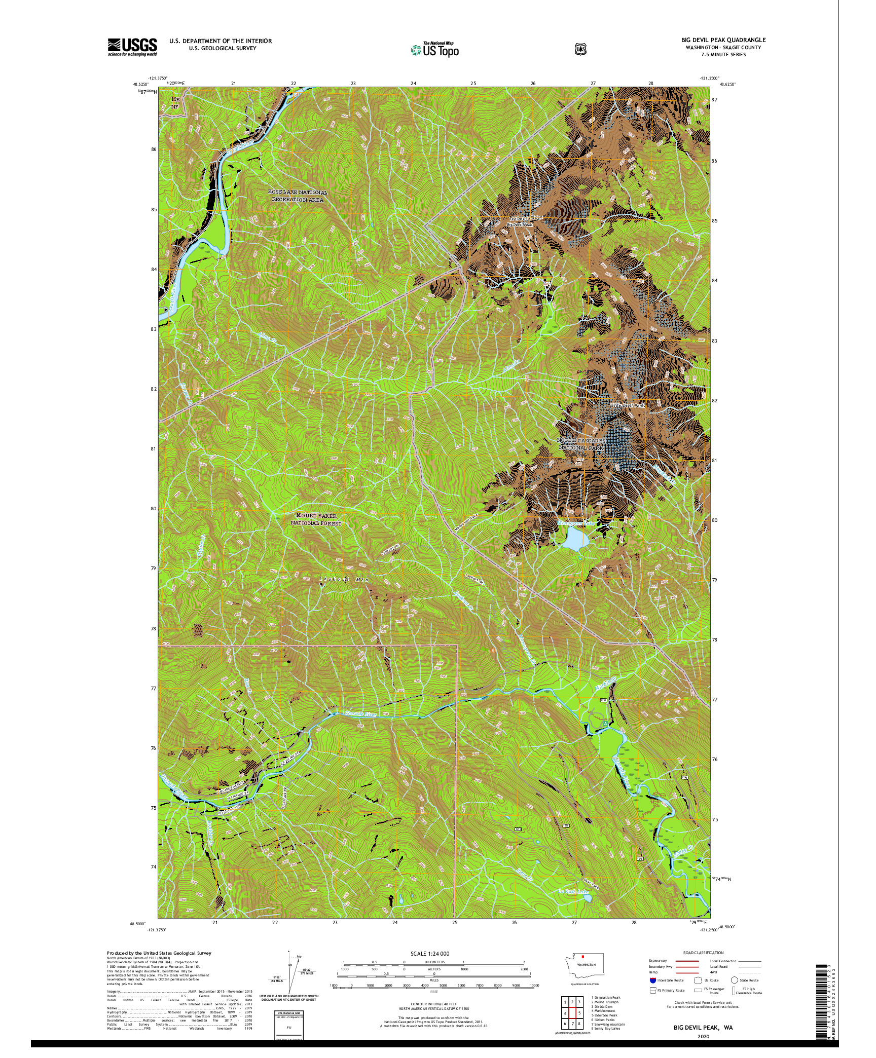 USGS US TOPO 7.5-MINUTE MAP FOR BIG DEVIL PEAK, WA 2020