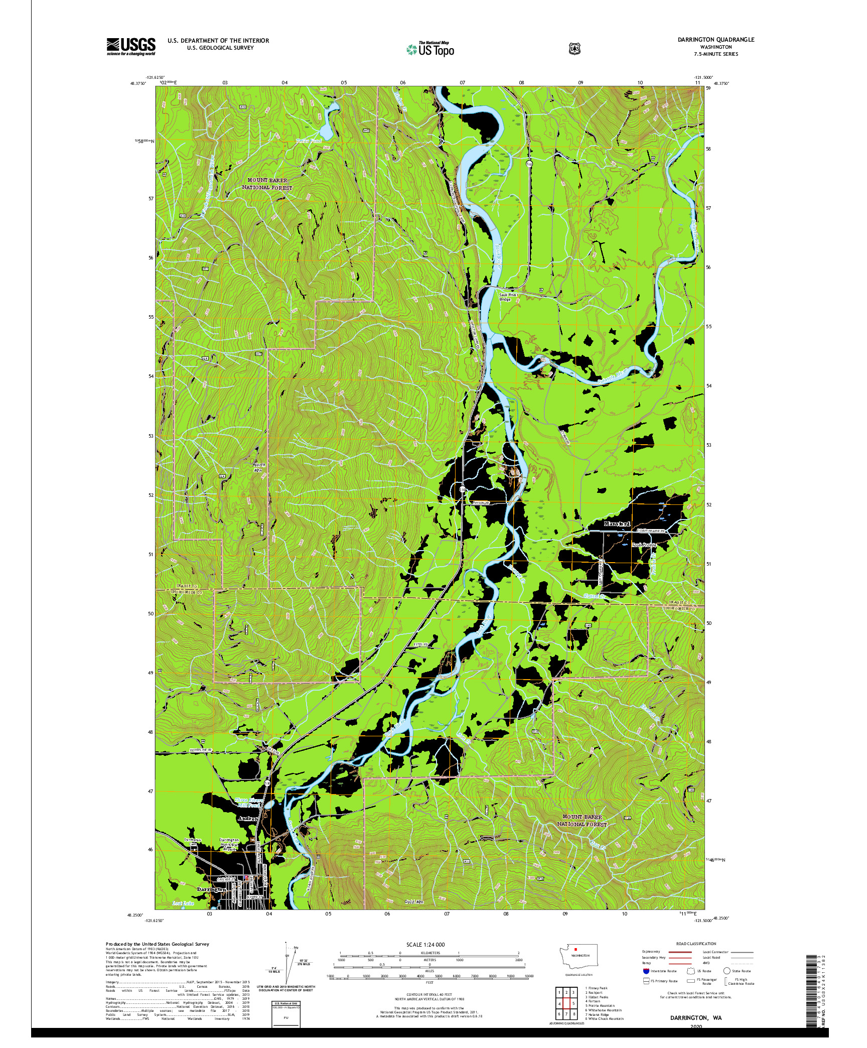 USGS US TOPO 7.5-MINUTE MAP FOR DARRINGTON, WA 2020