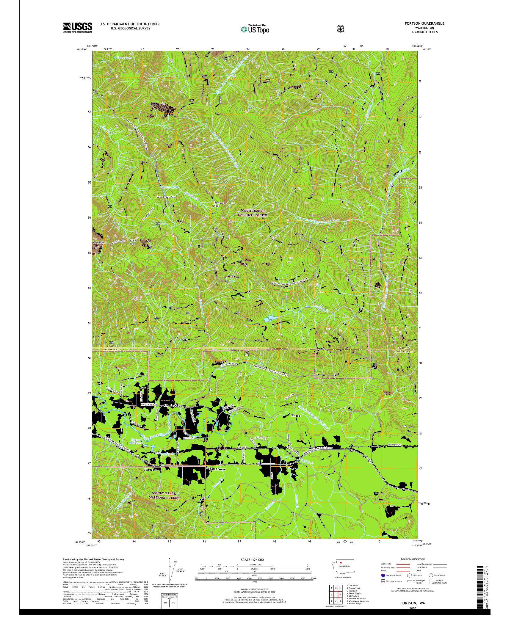 USGS US TOPO 7.5-MINUTE MAP FOR FORTSON, WA 2020