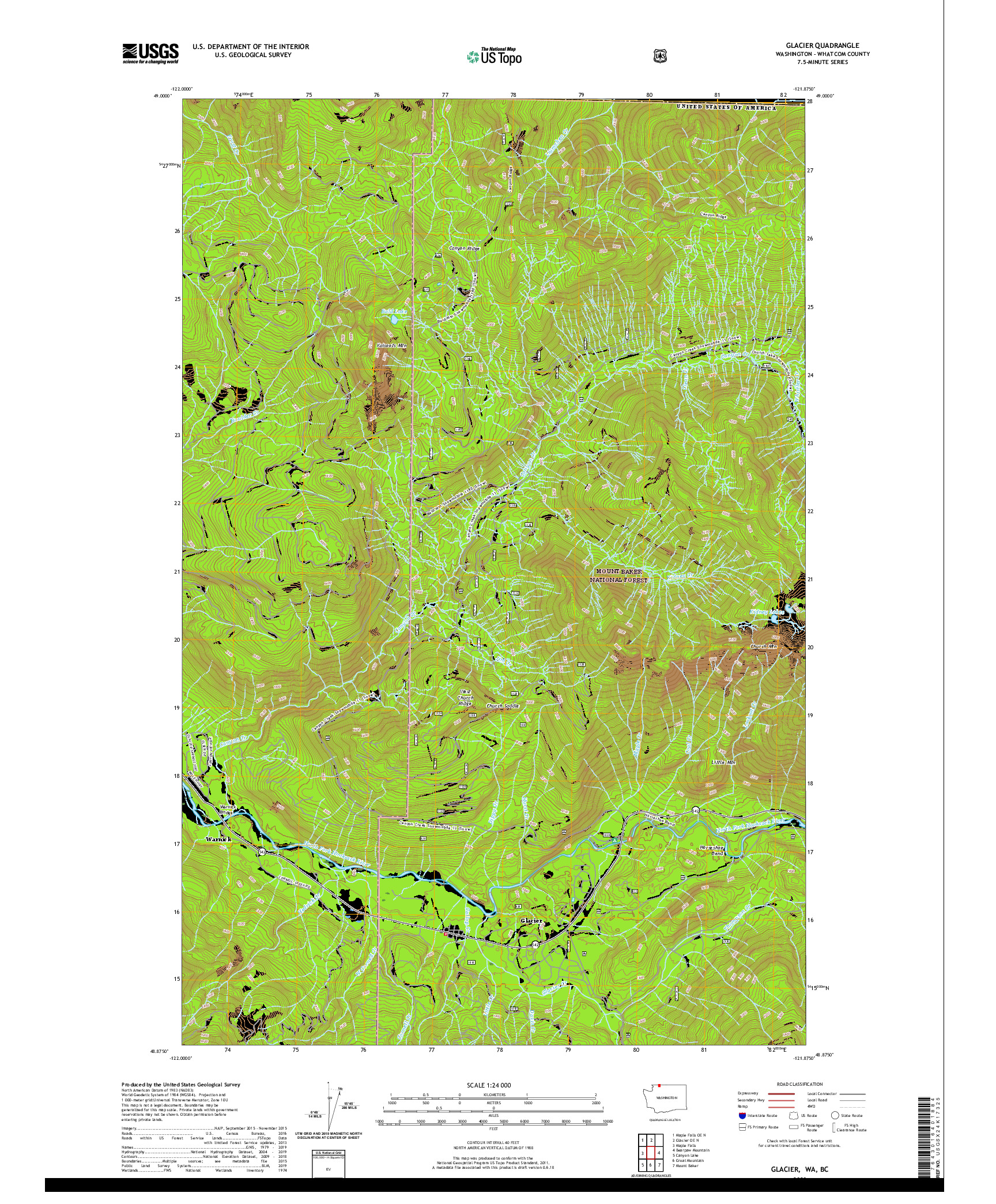 USGS US TOPO 7.5-MINUTE MAP FOR GLACIER, WA,BC 2020