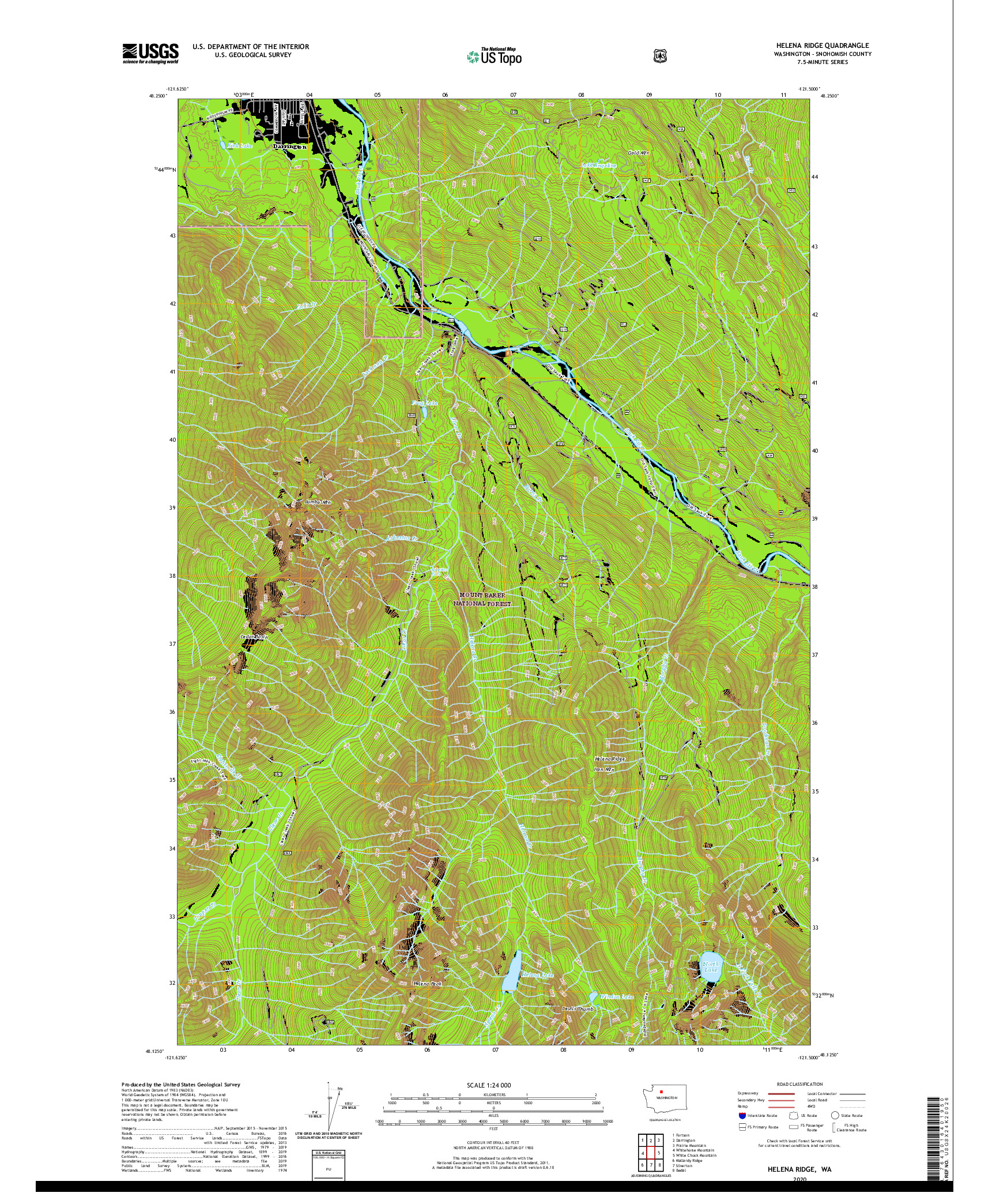 USGS US TOPO 7.5-MINUTE MAP FOR HELENA RIDGE, WA 2020