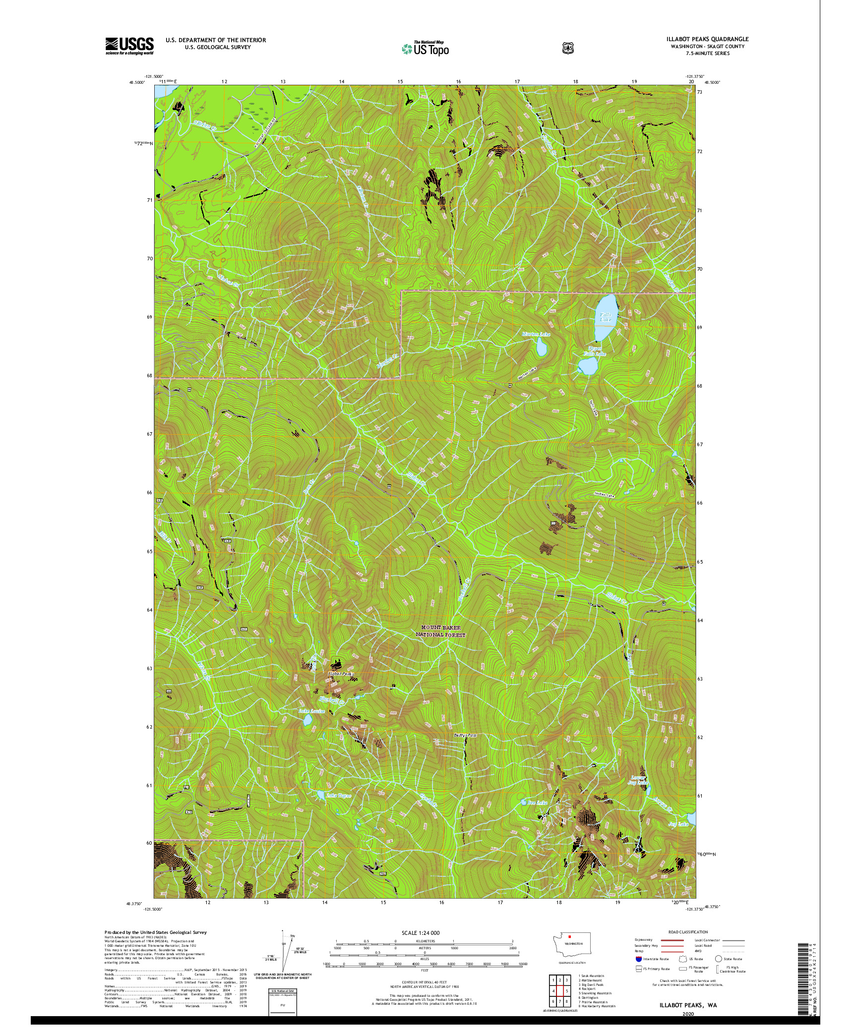 USGS US TOPO 7.5-MINUTE MAP FOR ILLABOT PEAKS, WA 2020