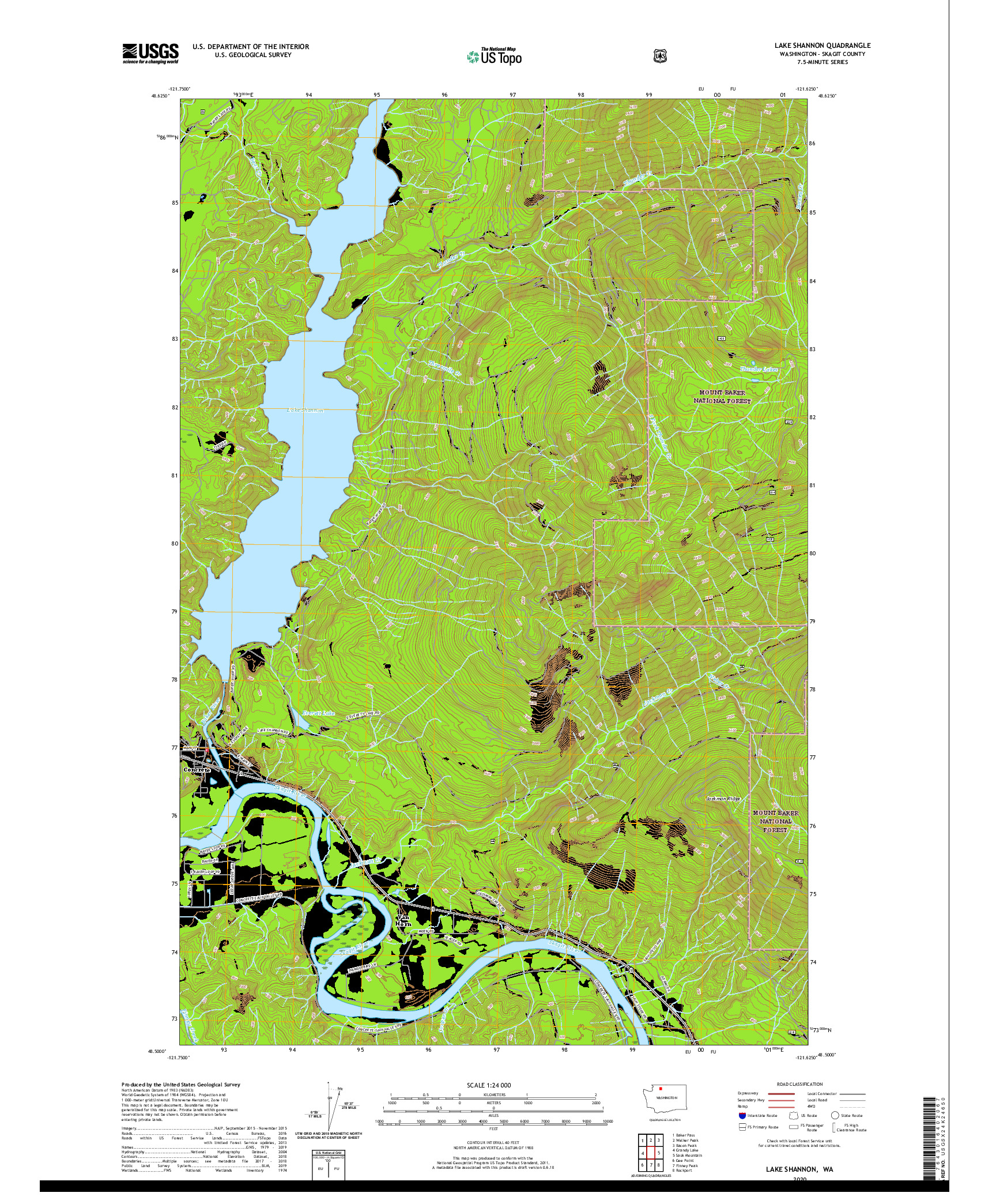 USGS US TOPO 7.5-MINUTE MAP FOR LAKE SHANNON, WA 2020