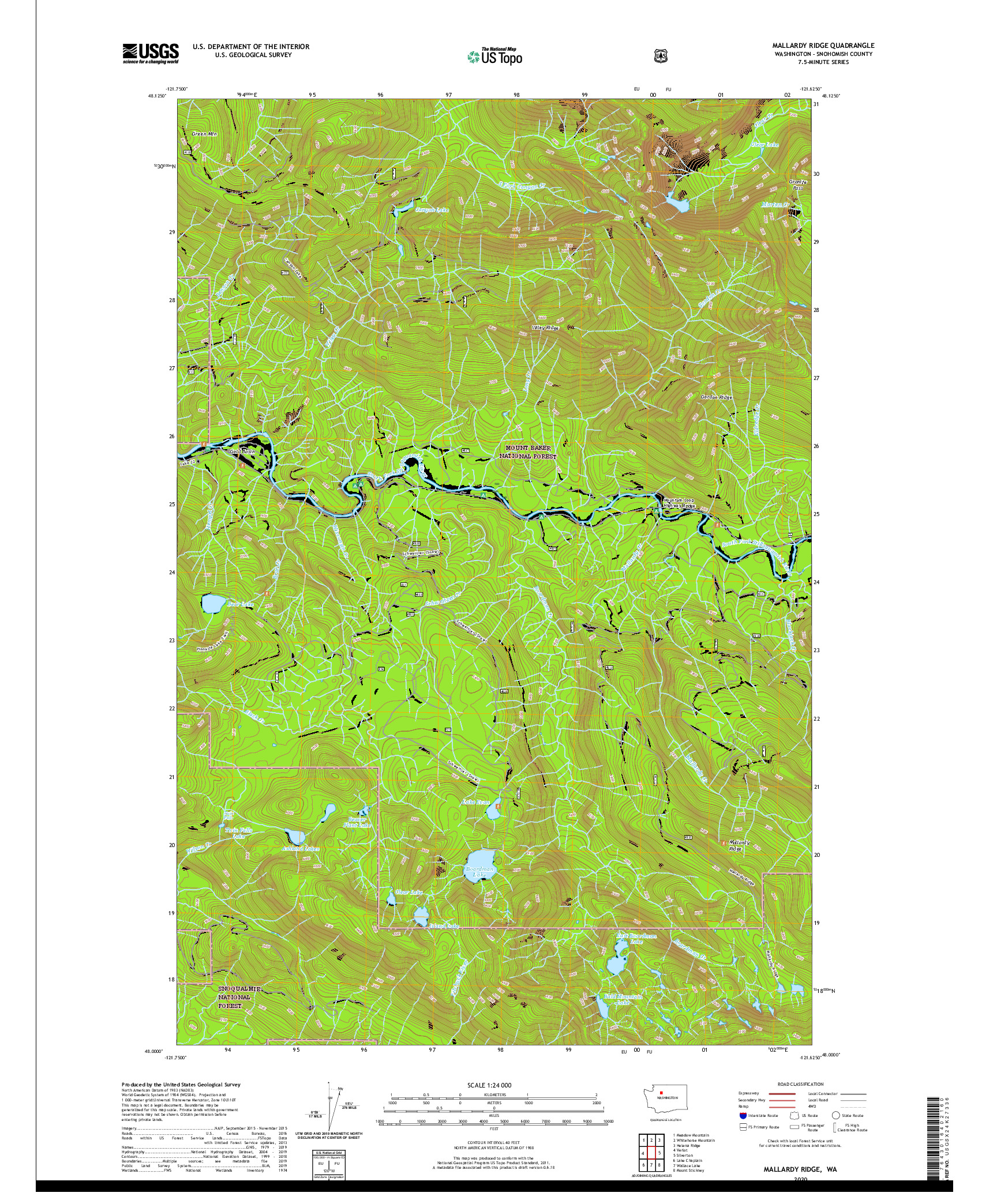 USGS US TOPO 7.5-MINUTE MAP FOR MALLARDY RIDGE, WA 2020