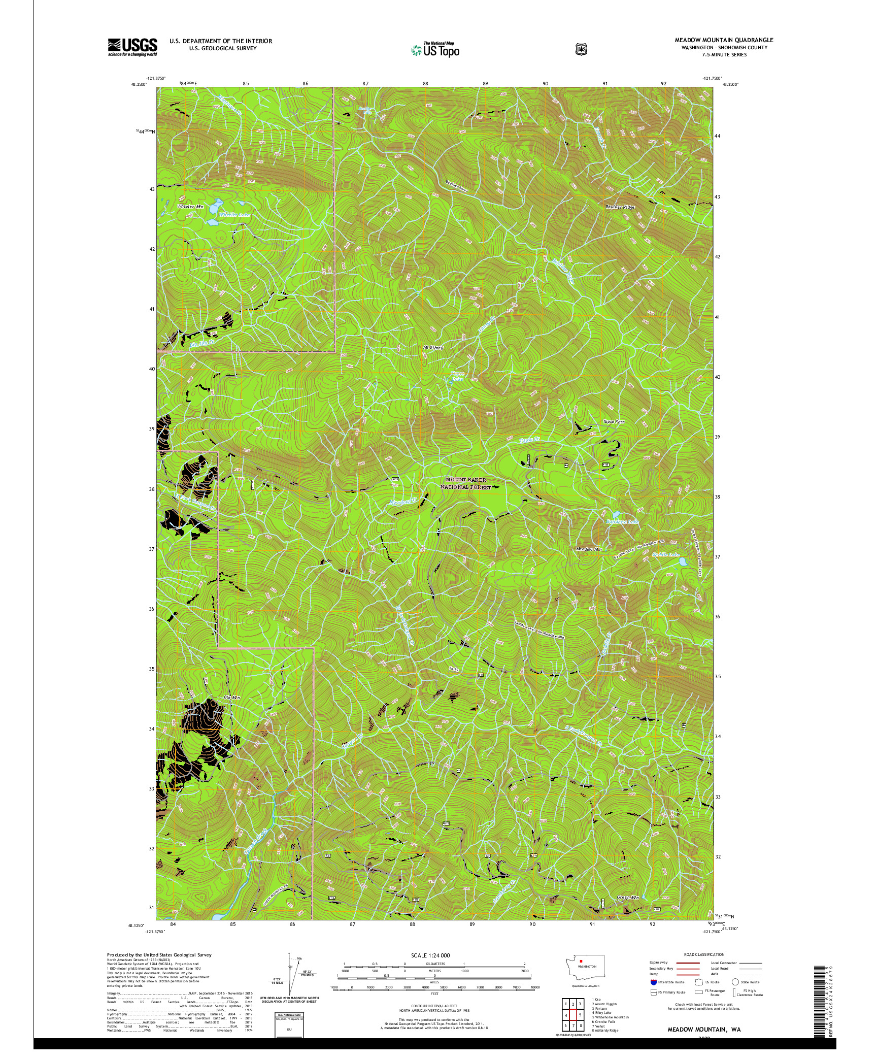 USGS US TOPO 7.5-MINUTE MAP FOR MEADOW MOUNTAIN, WA 2020