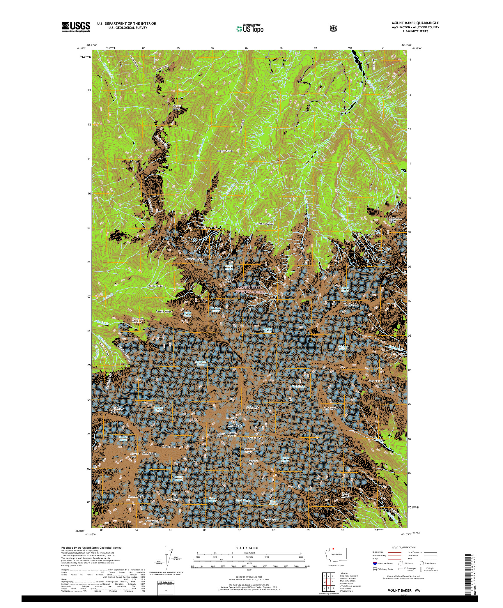 USGS US TOPO 7.5-MINUTE MAP FOR MOUNT BAKER, WA 2020