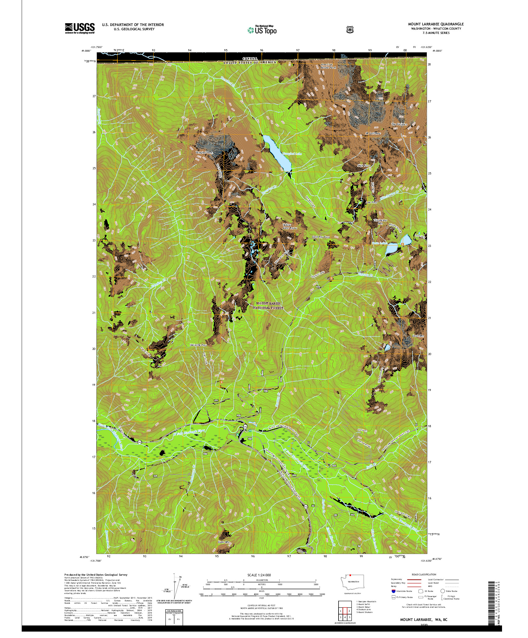 USGS US TOPO 7.5-MINUTE MAP FOR MOUNT LARRABEE, WA,BC 2020