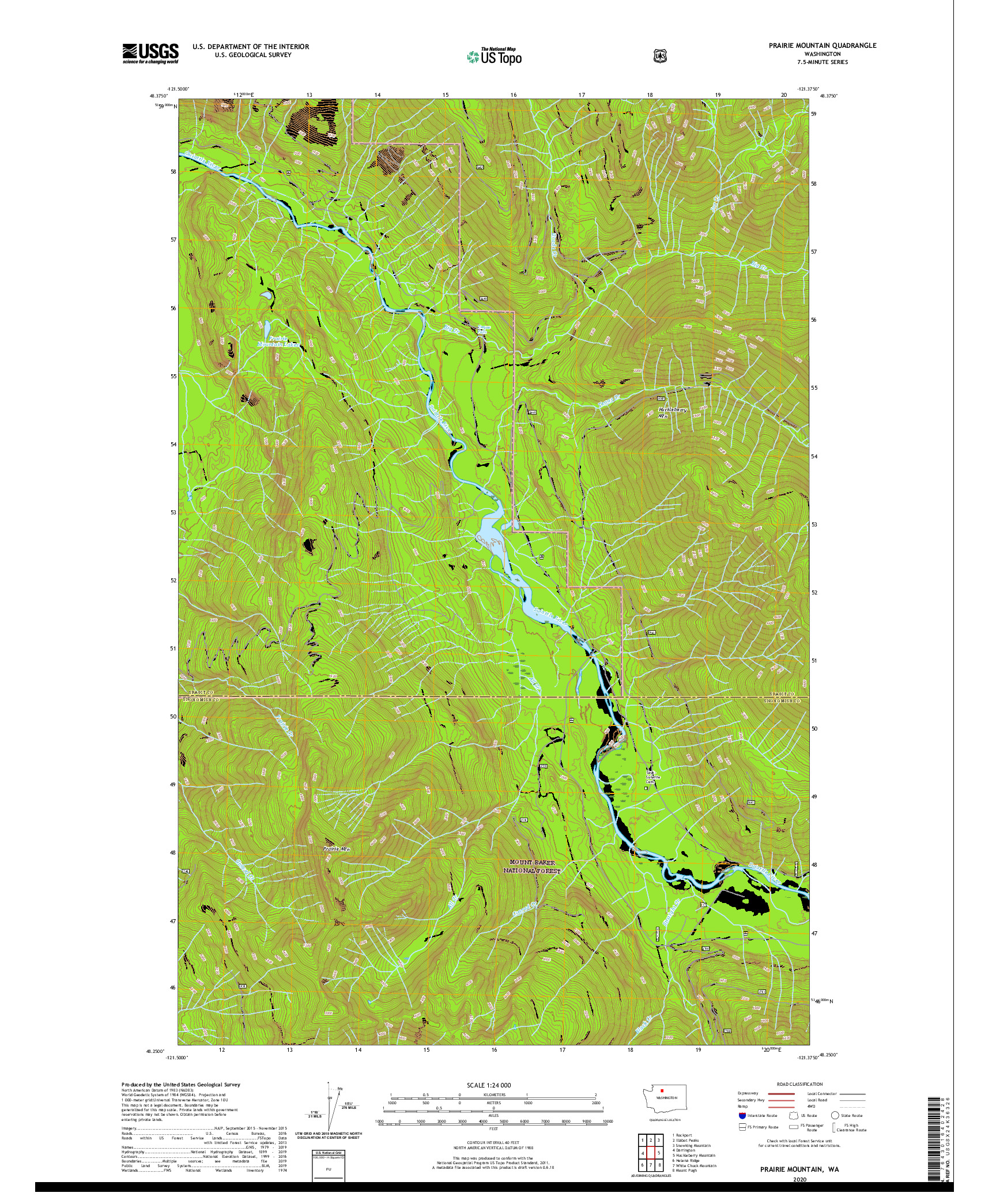 USGS US TOPO 7.5-MINUTE MAP FOR PRAIRIE MOUNTAIN, WA 2020