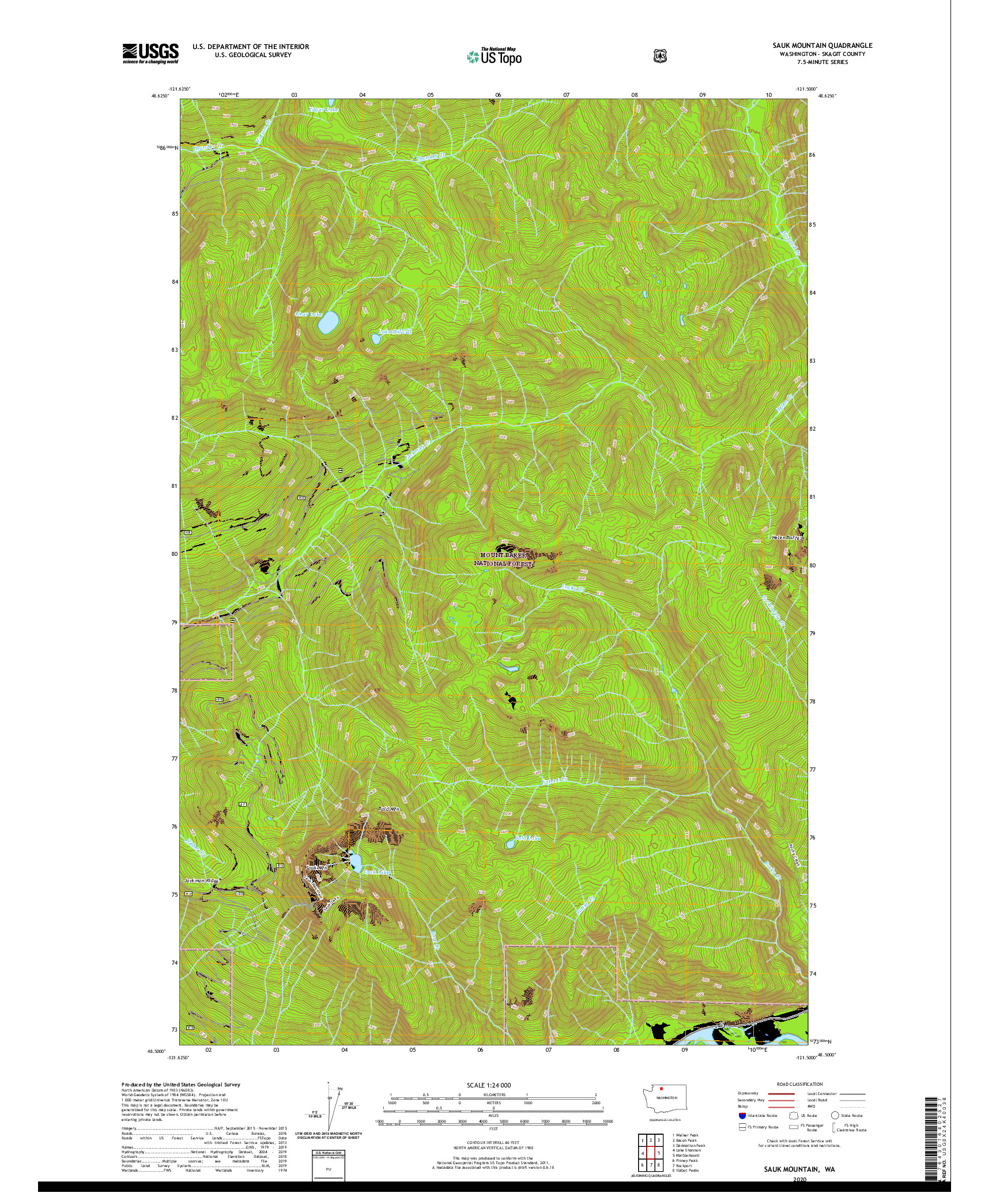 USGS US TOPO 7.5-MINUTE MAP FOR SAUK MOUNTAIN, WA 2020