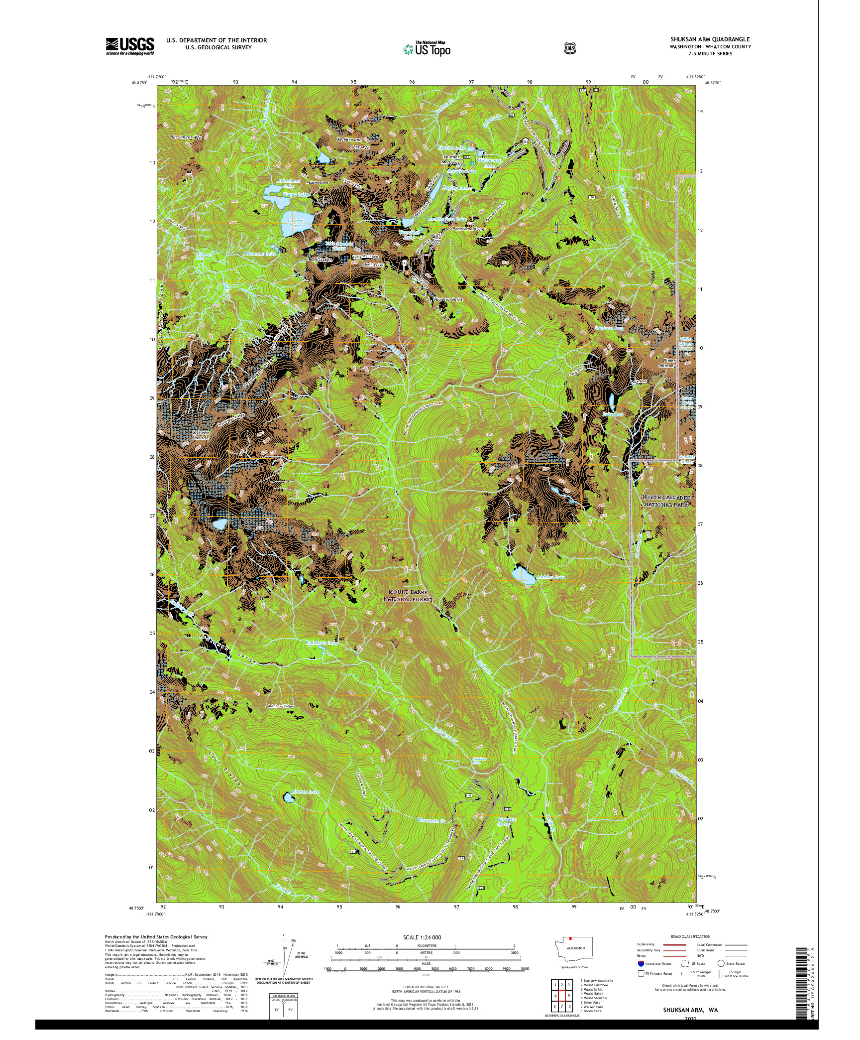 USGS US TOPO 7.5-MINUTE MAP FOR SHUKSAN ARM, WA 2020