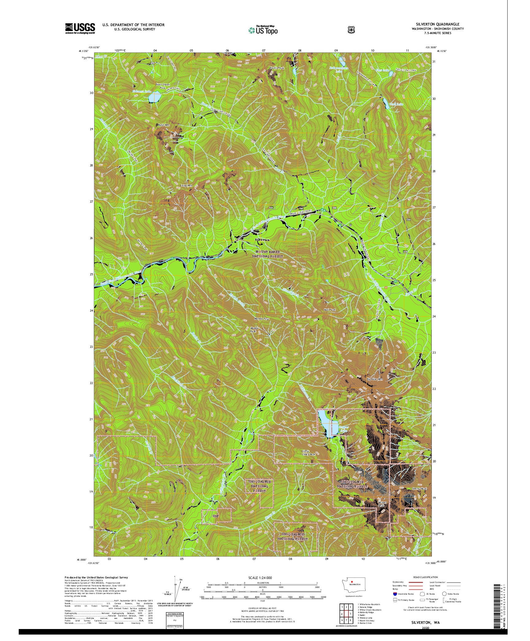USGS US TOPO 7.5-MINUTE MAP FOR SILVERTON, WA 2020