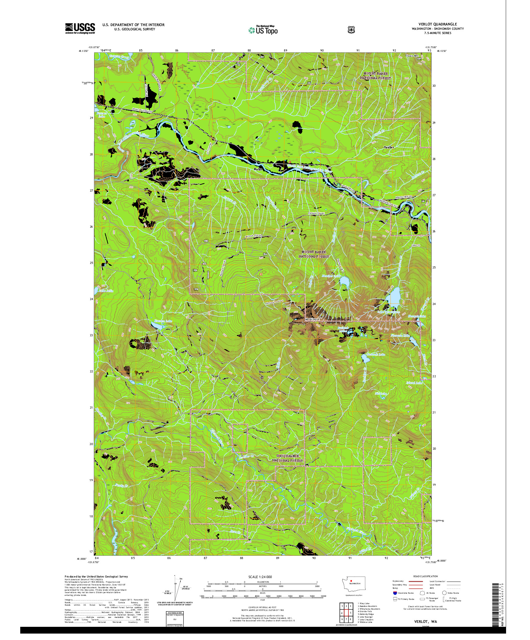 USGS US TOPO 7.5-MINUTE MAP FOR VERLOT, WA 2020
