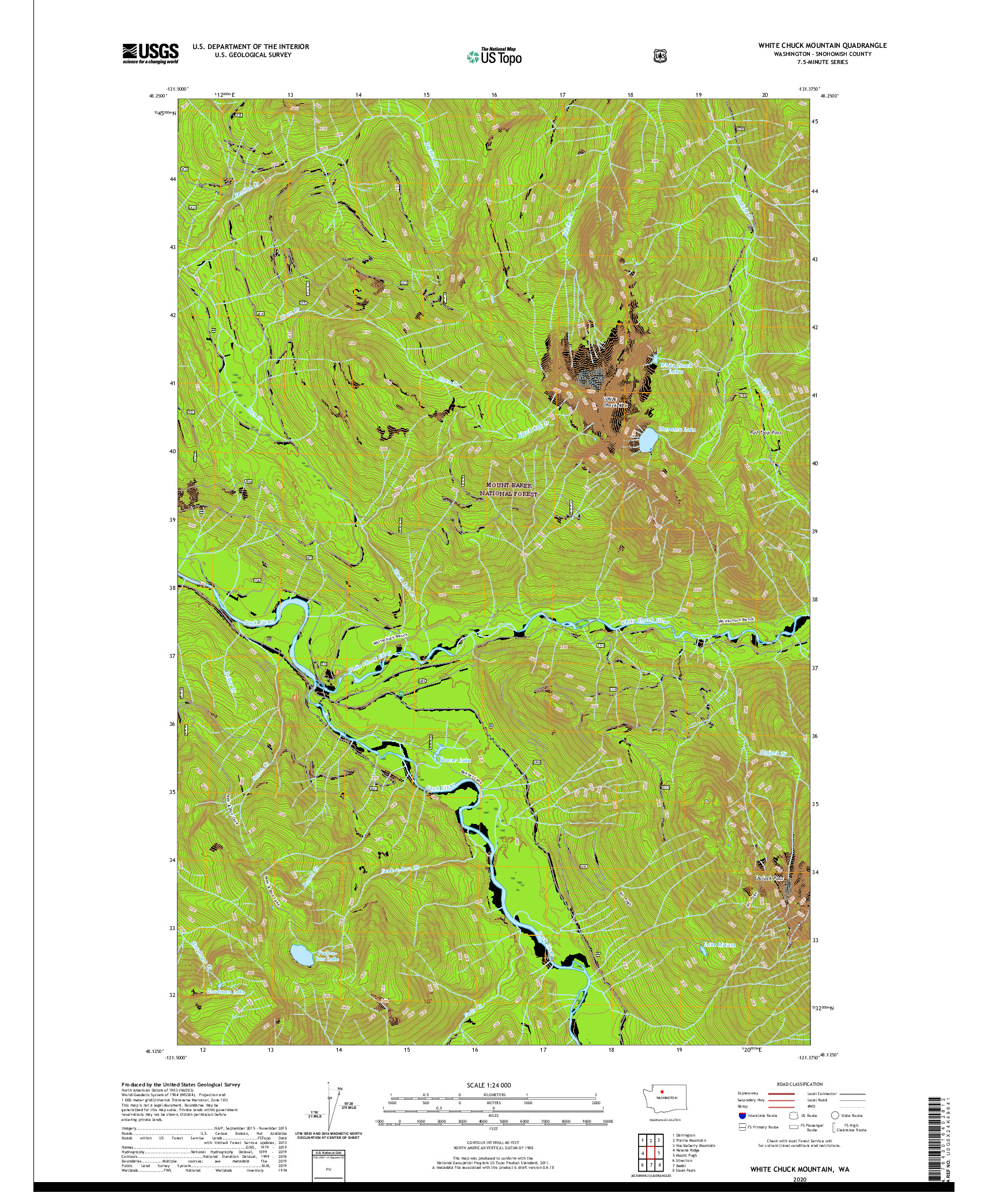 USGS US TOPO 7.5-MINUTE MAP FOR WHITE CHUCK MOUNTAIN, WA 2020