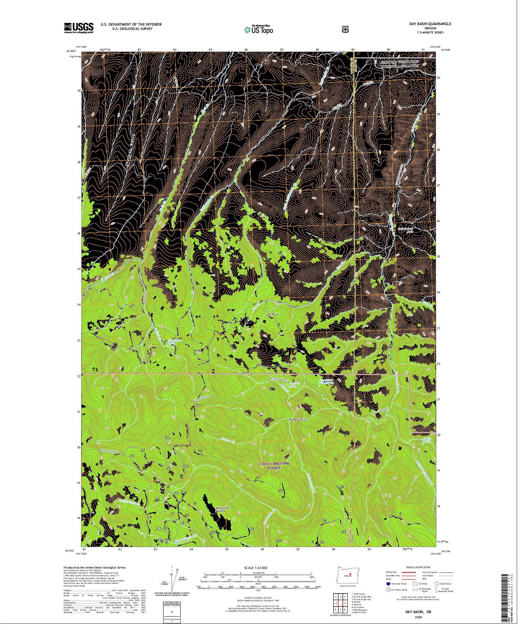 USGS US TOPO 7.5-MINUTE MAP FOR DAY BASIN, OR 2020