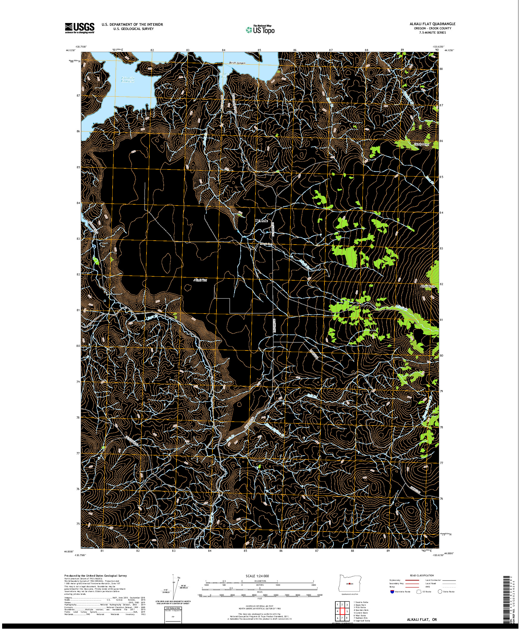 USGS US TOPO 7.5-MINUTE MAP FOR ALKALI FLAT, OR 2020