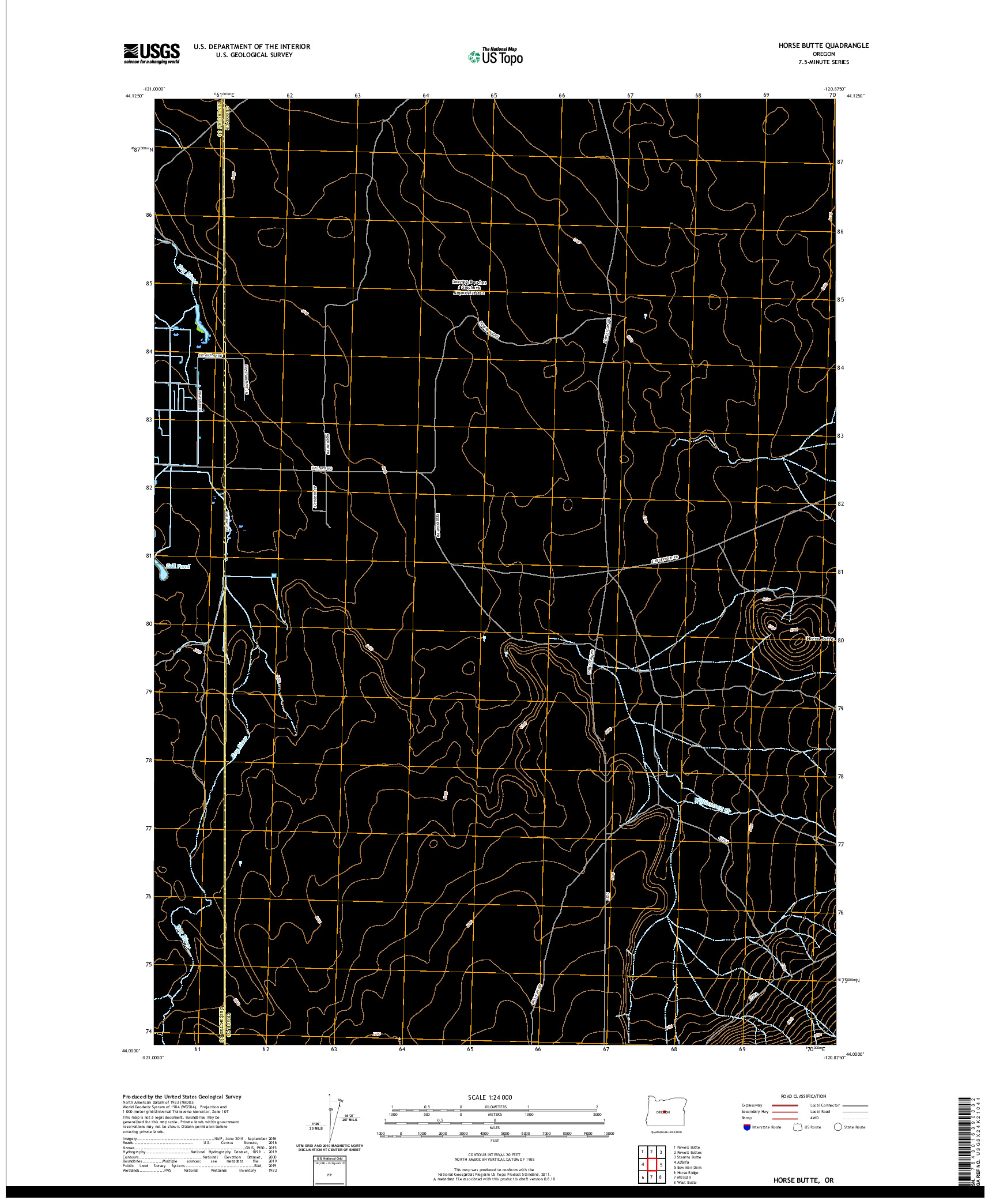 USGS US TOPO 7.5-MINUTE MAP FOR HORSE BUTTE, OR 2020