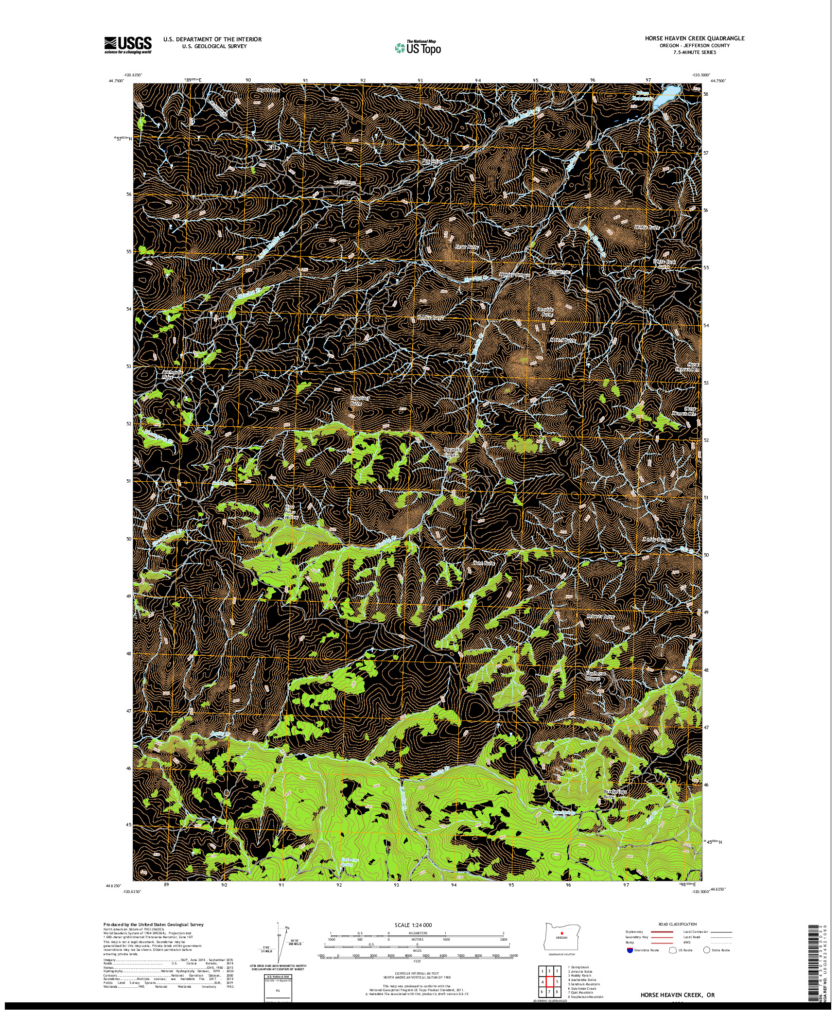 USGS US TOPO 7.5-MINUTE MAP FOR HORSE HEAVEN CREEK, OR 2020