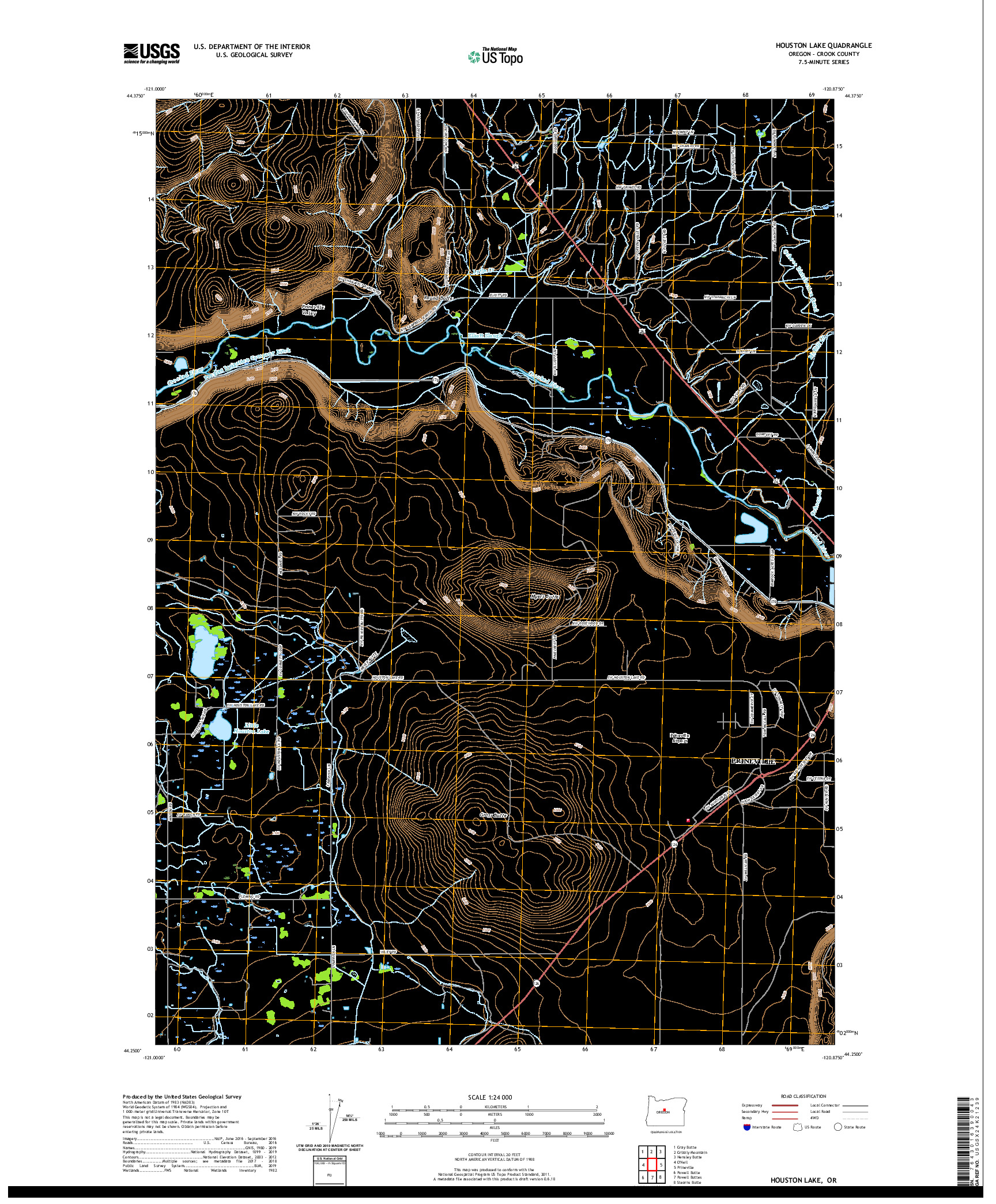 USGS US TOPO 7.5-MINUTE MAP FOR HOUSTON LAKE, OR 2020