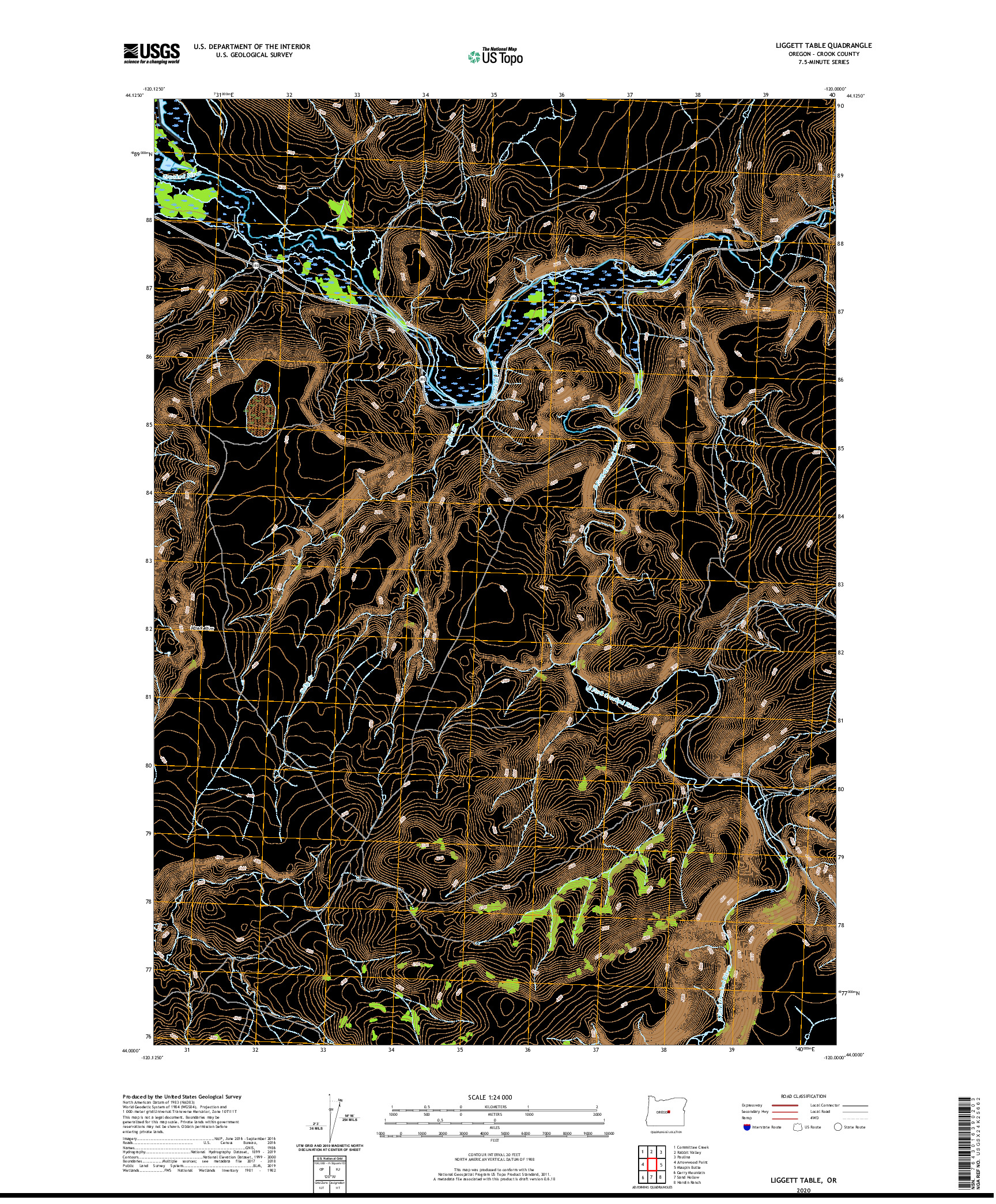 USGS US TOPO 7.5-MINUTE MAP FOR LIGGETT TABLE, OR 2020