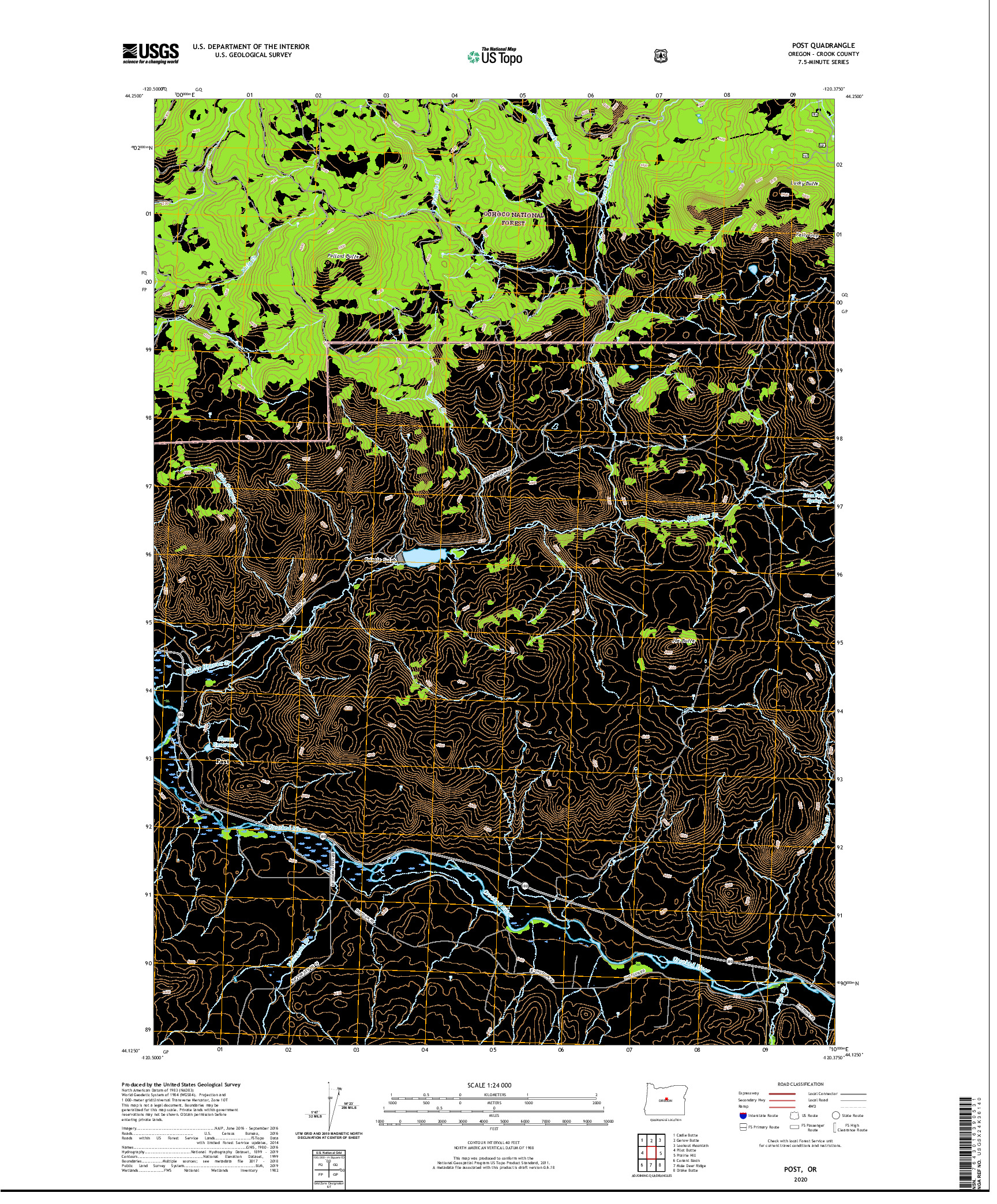 USGS US TOPO 7.5-MINUTE MAP FOR POST, OR 2020