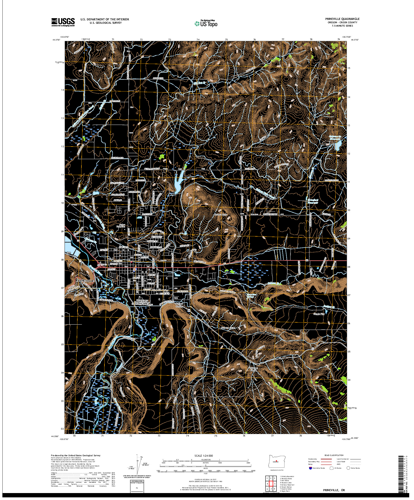 USGS US TOPO 7.5-MINUTE MAP FOR PRINEVILLE, OR 2020