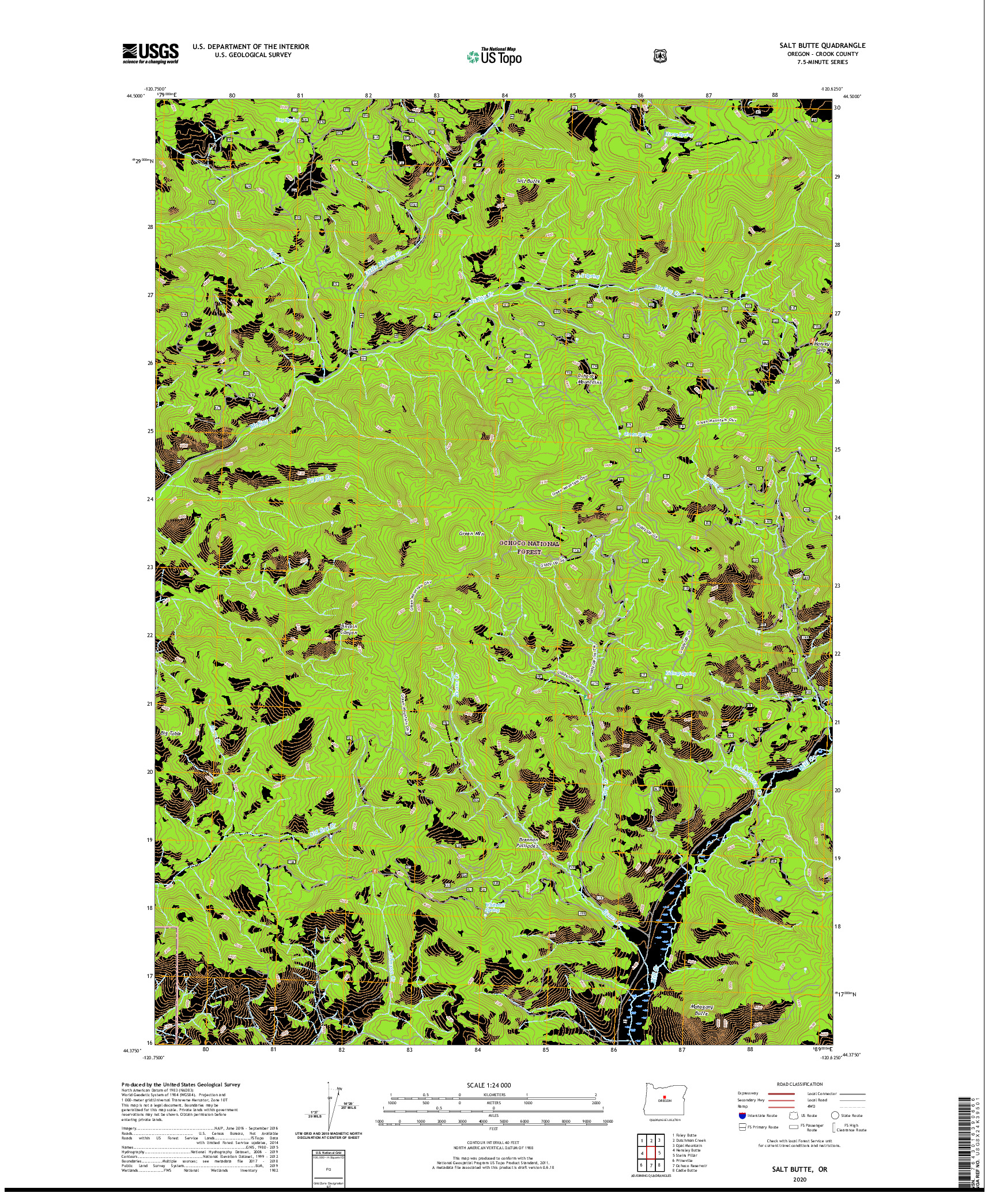 USGS US TOPO 7.5-MINUTE MAP FOR SALT BUTTE, OR 2020