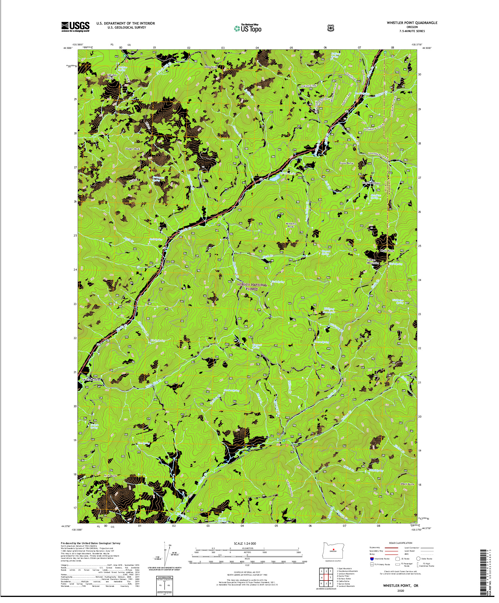 USGS US TOPO 7.5-MINUTE MAP FOR WHISTLER POINT, OR 2020