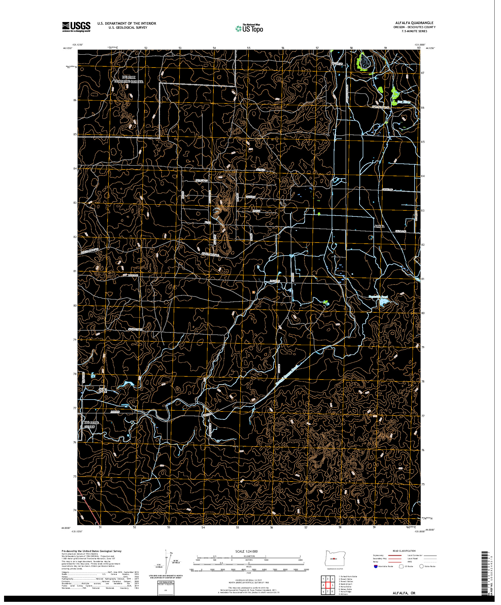 USGS US TOPO 7.5-MINUTE MAP FOR ALFALFA, OR 2020