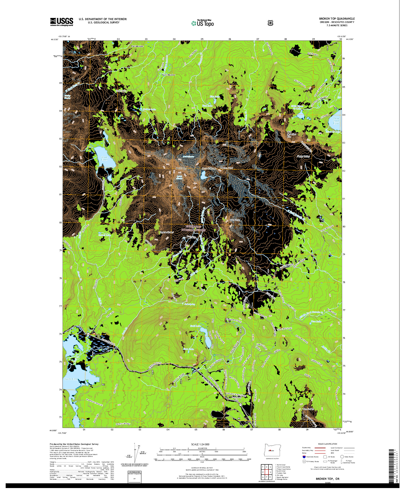 USGS US TOPO 7.5-MINUTE MAP FOR BROKEN TOP, OR 2020