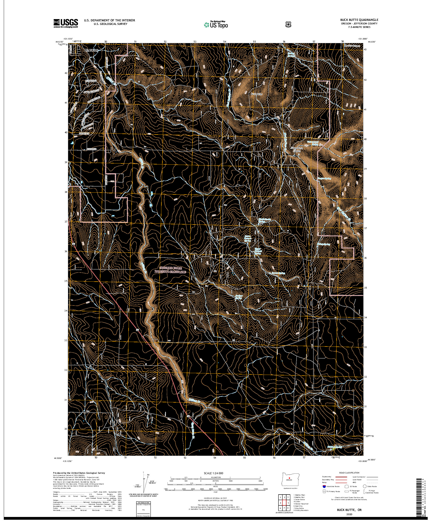 USGS US TOPO 7.5-MINUTE MAP FOR BUCK BUTTE, OR 2020
