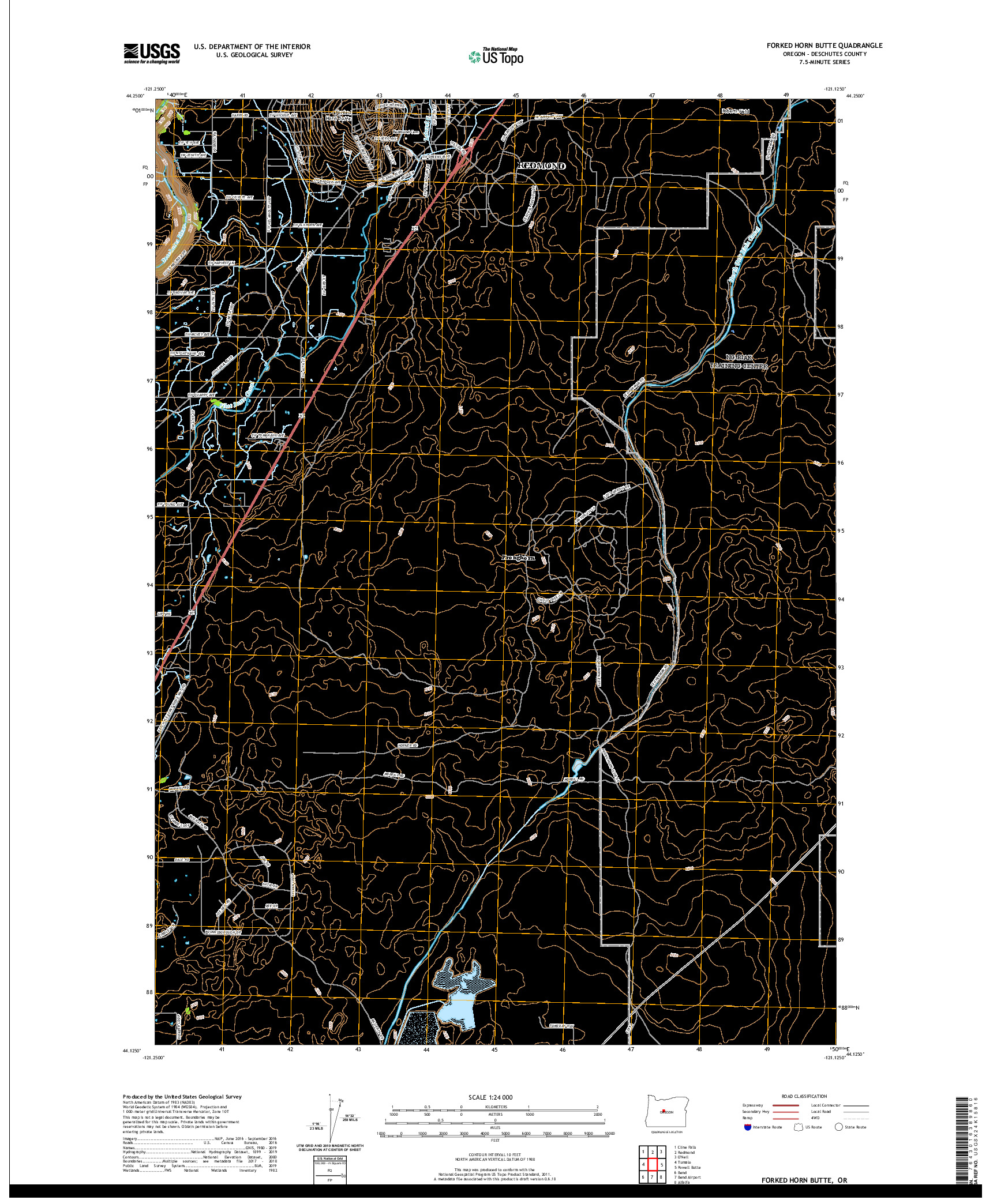 USGS US TOPO 7.5-MINUTE MAP FOR FORKED HORN BUTTE, OR 2020