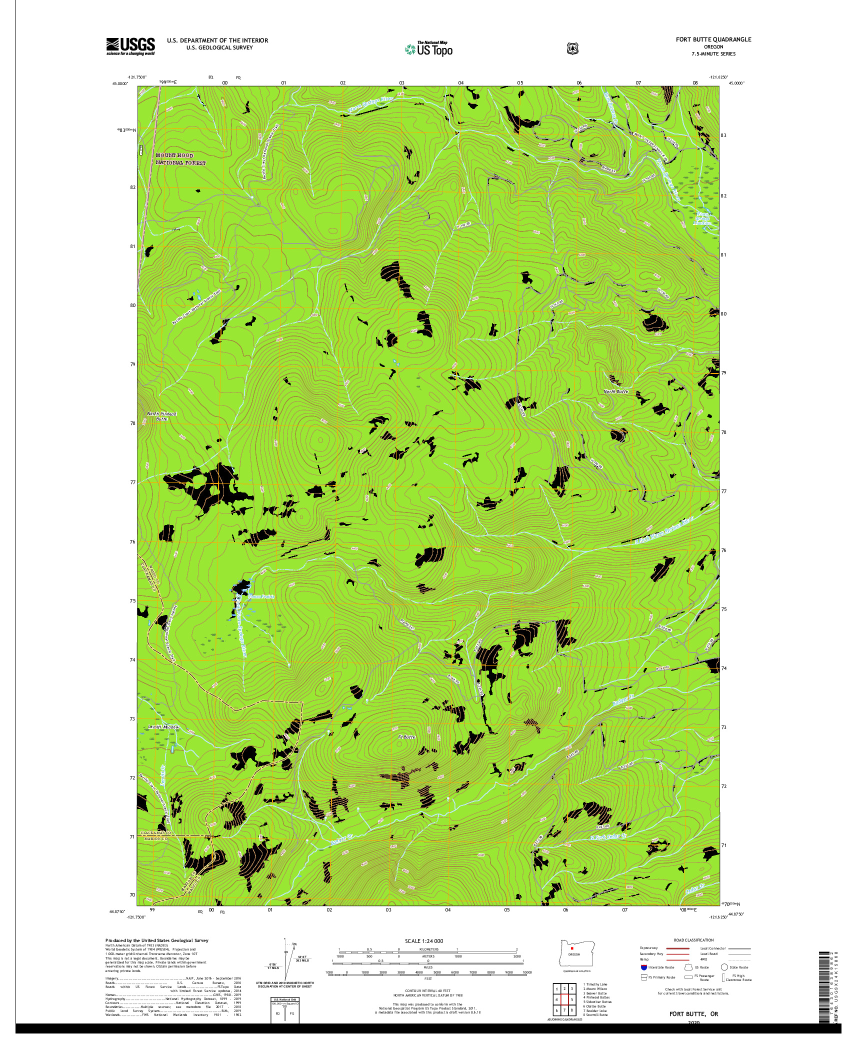 USGS US TOPO 7.5-MINUTE MAP FOR FORT BUTTE, OR 2020