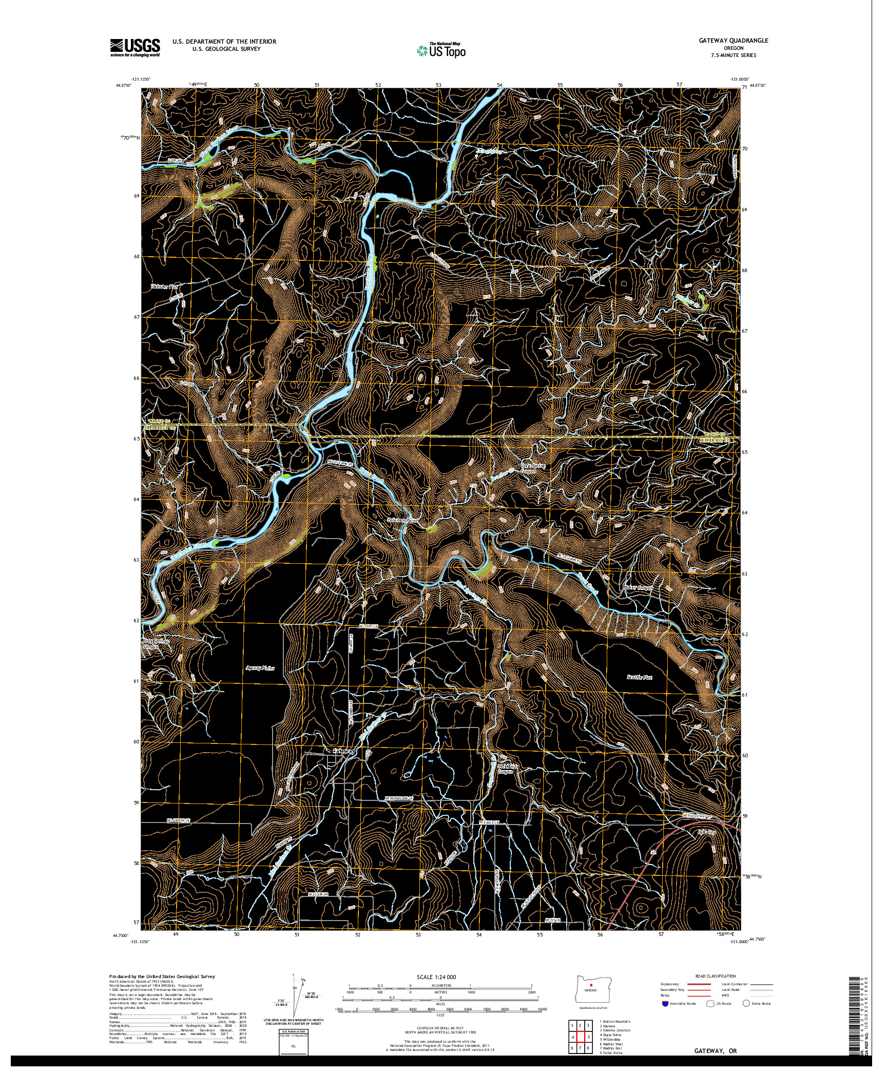 USGS US TOPO 7.5-MINUTE MAP FOR GATEWAY, OR 2020