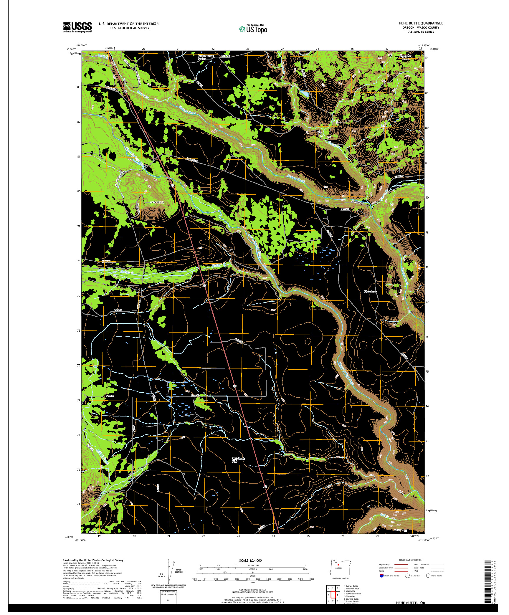 USGS US TOPO 7.5-MINUTE MAP FOR HEHE BUTTE, OR 2020