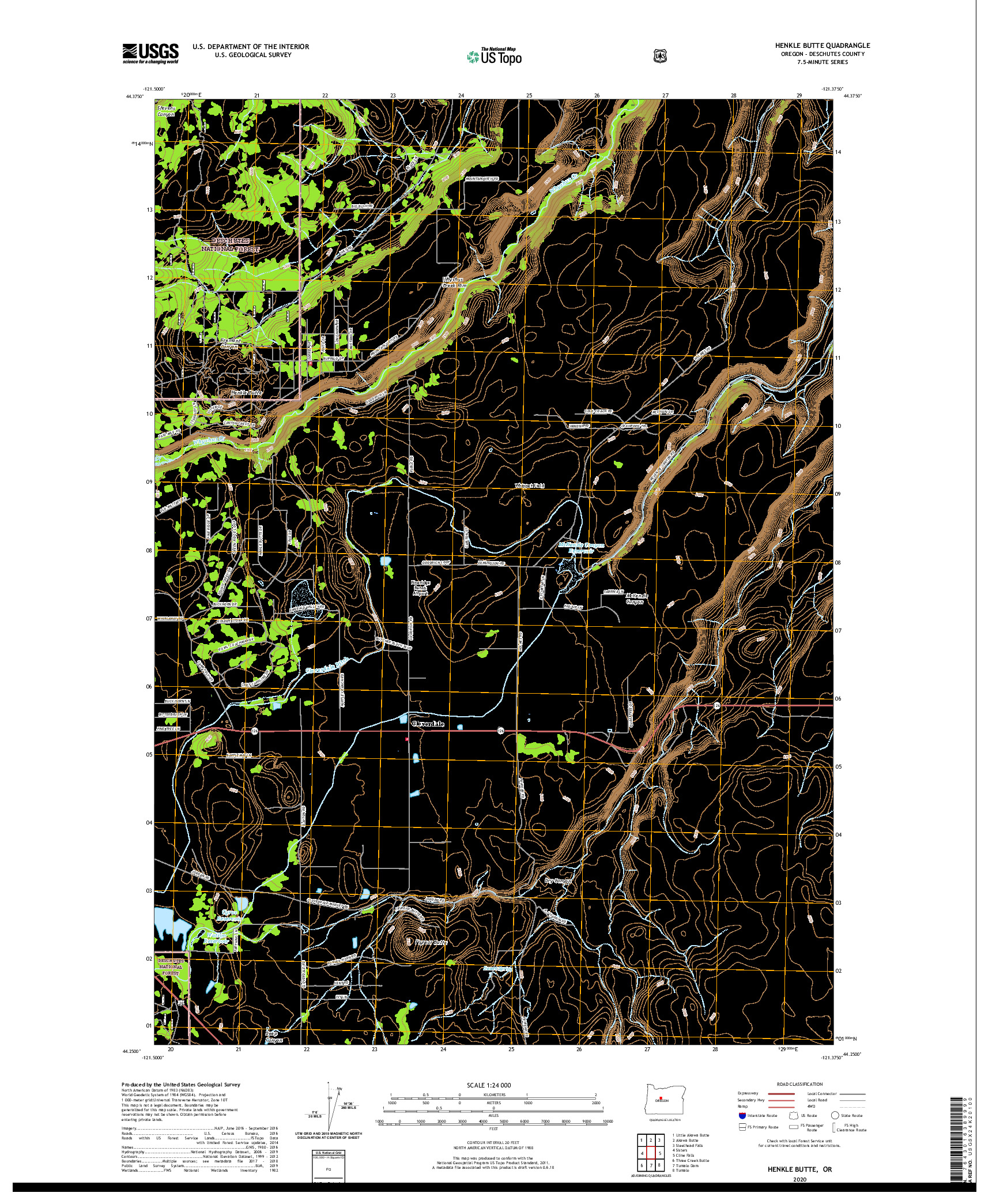 USGS US TOPO 7.5-MINUTE MAP FOR HENKLE BUTTE, OR 2020