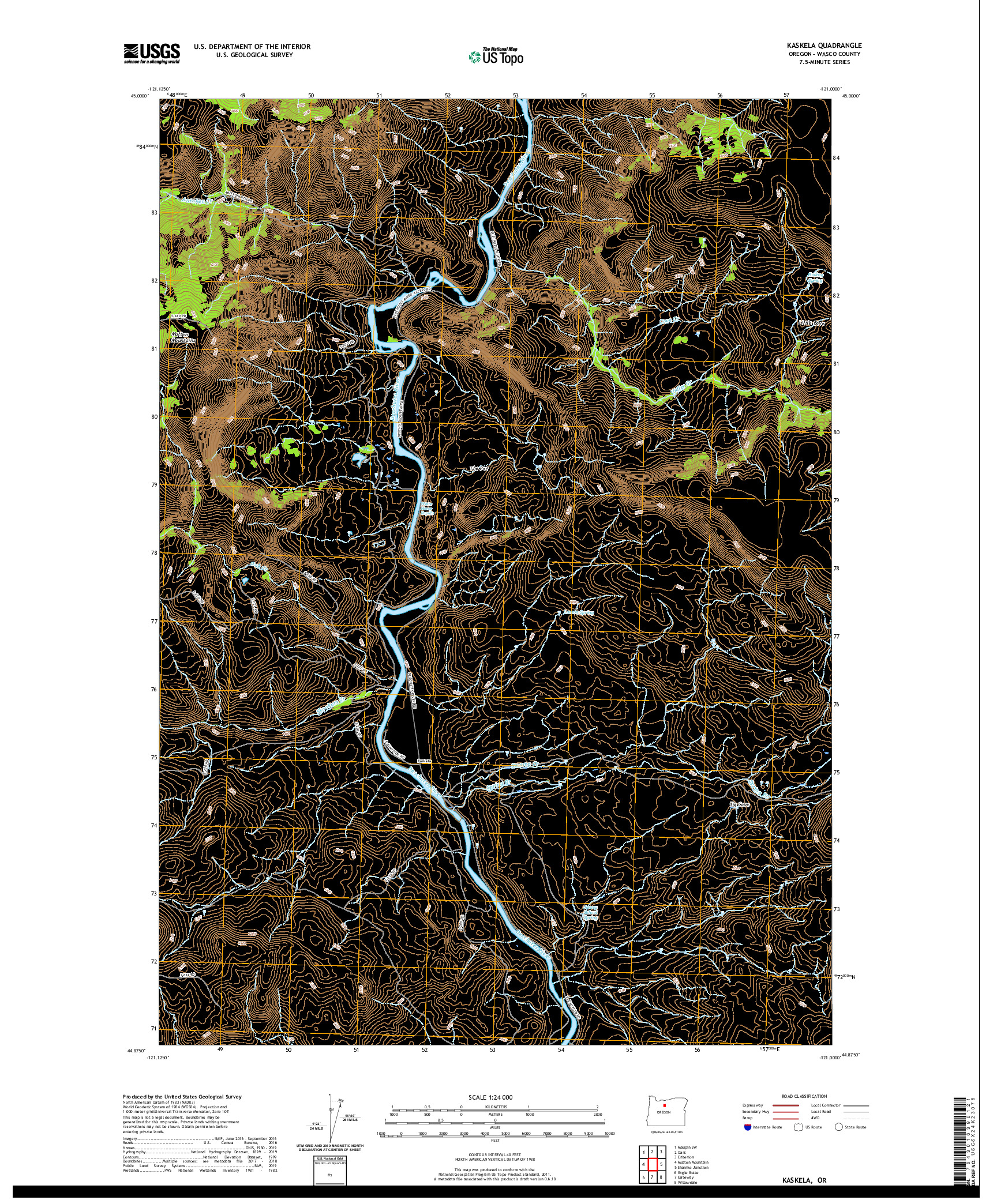 USGS US TOPO 7.5-MINUTE MAP FOR KASKELA, OR 2020