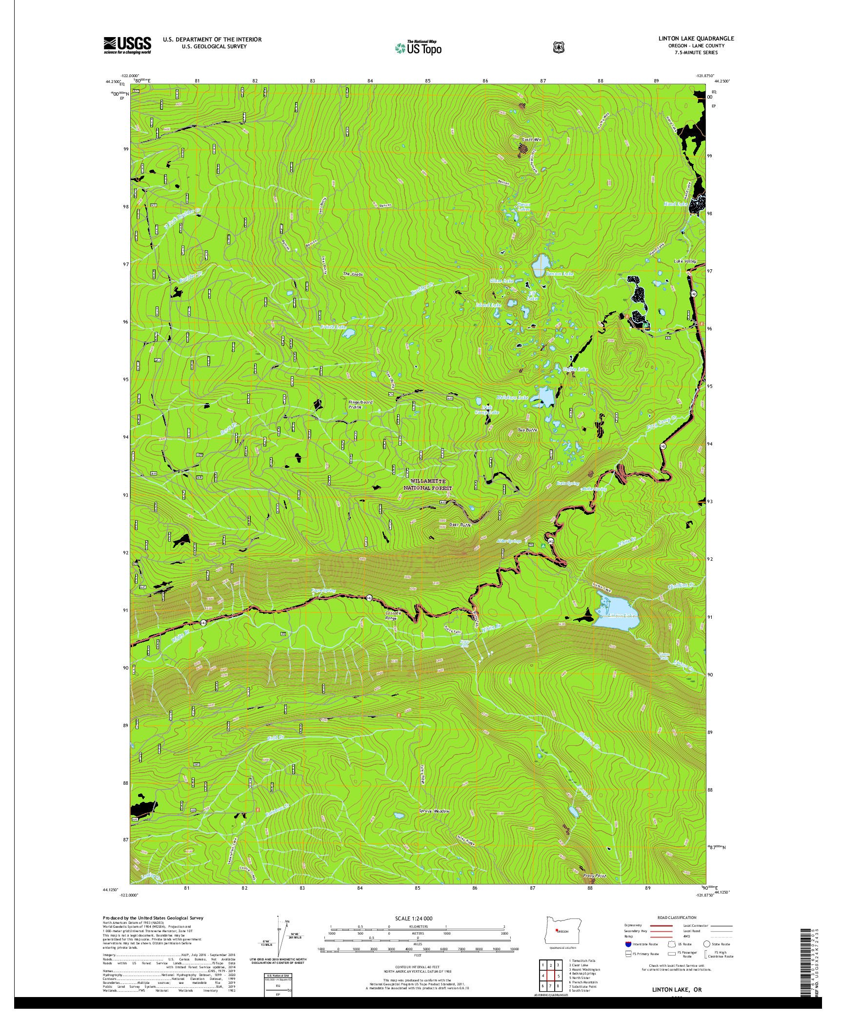 USGS US TOPO 7.5-MINUTE MAP FOR LINTON LAKE, OR 2020