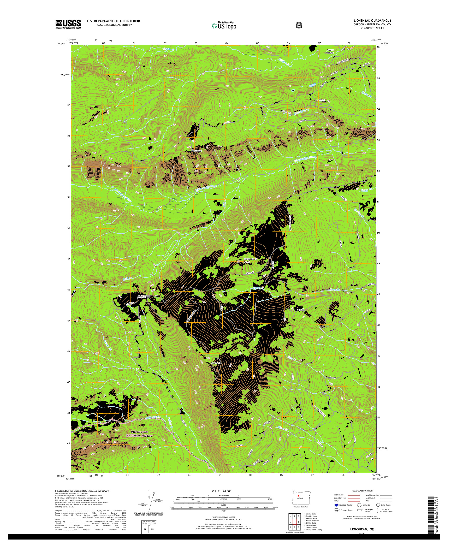 USGS US TOPO 7.5-MINUTE MAP FOR LIONSHEAD, OR 2020