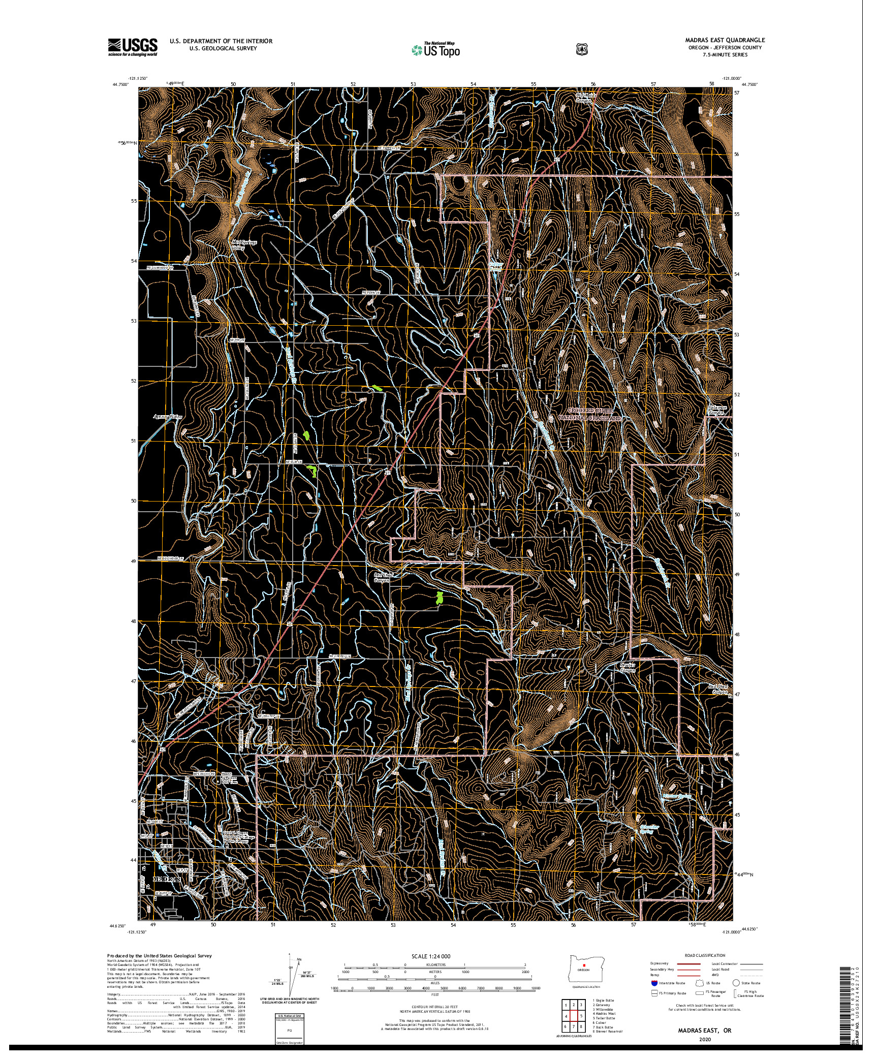 USGS US TOPO 7.5-MINUTE MAP FOR MADRAS EAST, OR 2020