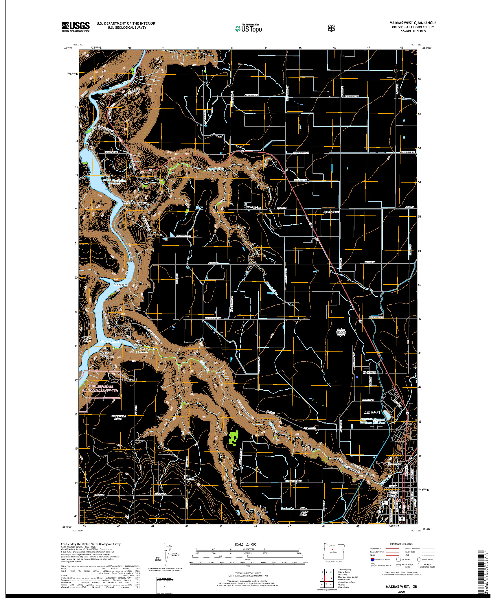 USGS US TOPO 7.5-MINUTE MAP FOR MADRAS WEST, OR 2020