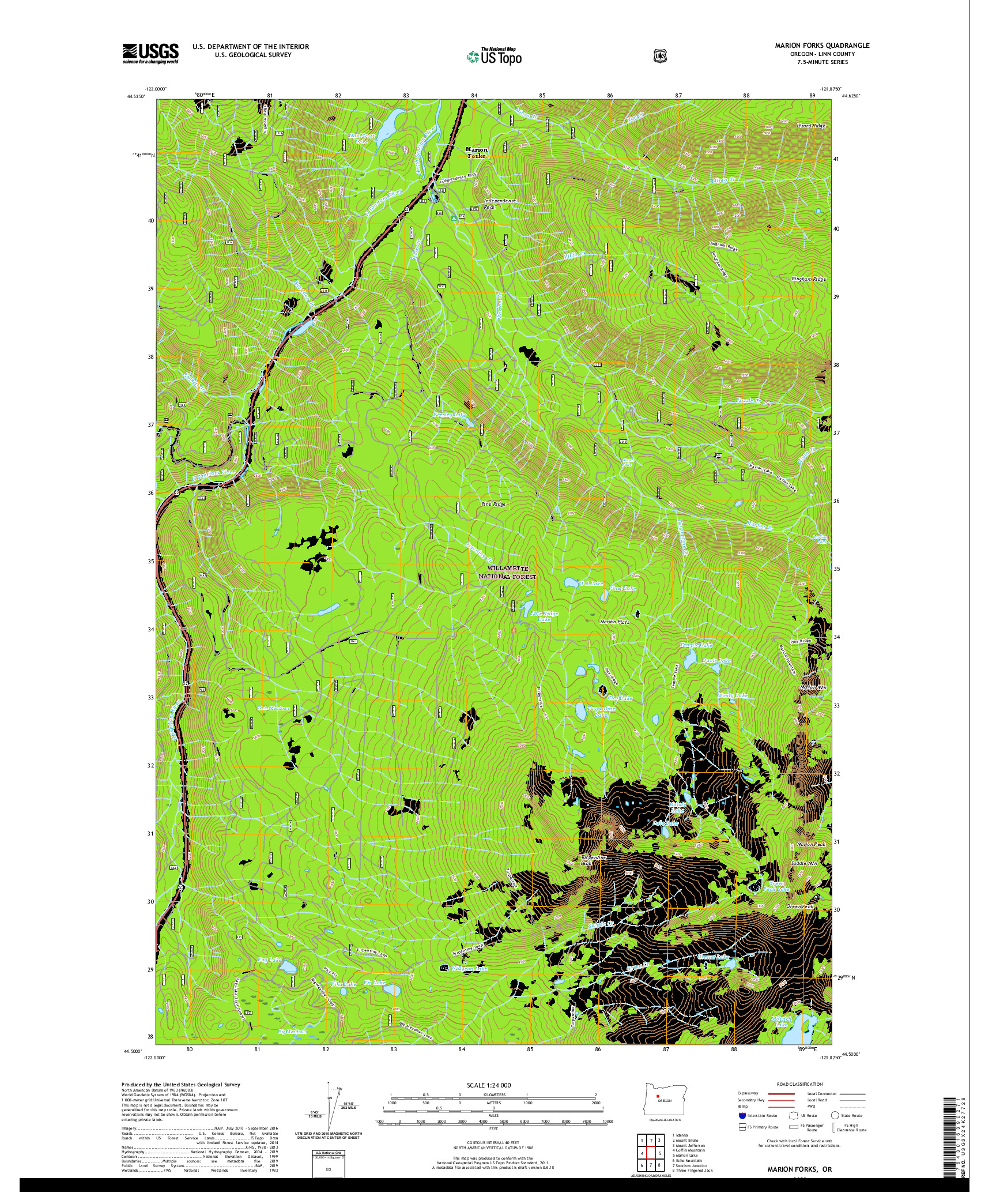 USGS US TOPO 7.5-MINUTE MAP FOR MARION FORKS, OR 2020